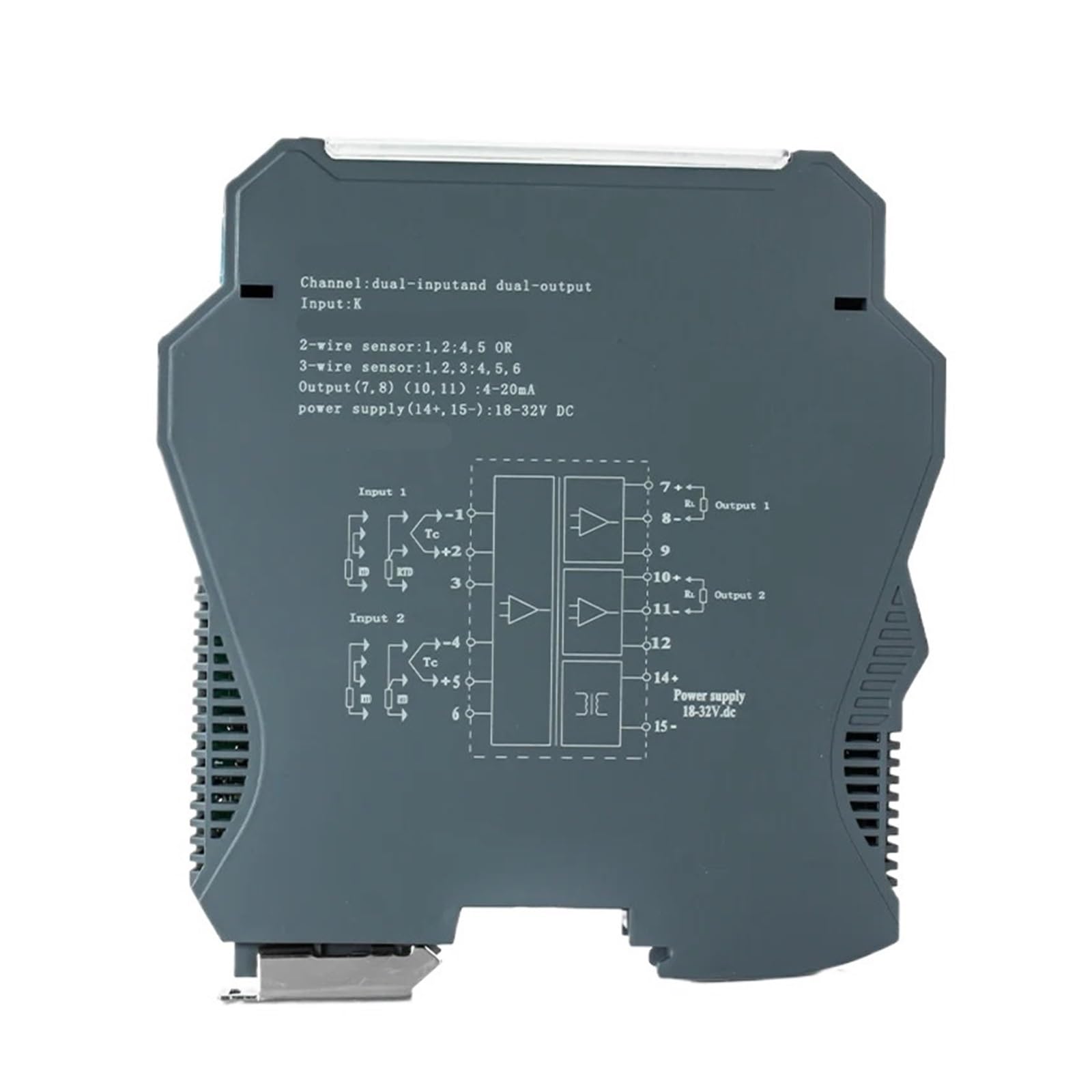 Convertidor de Temperatura de termopar Tipo K de 0 a 1300 ℃ a 4 a 20 mA, 0 a 10 V, 0 a 5 V, RS485, 1 Entrada, 1 Salida, 1 Entrada y 2 Salidas(22 K 0-10V)