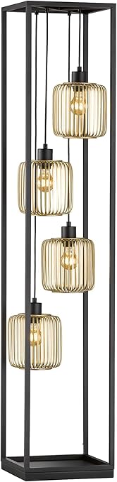 Fischer & Honsel Fischer & Honsel Staande lamp | 4x E27 max. 40,0 W zonder lamp | zandzwart, goudkleurig