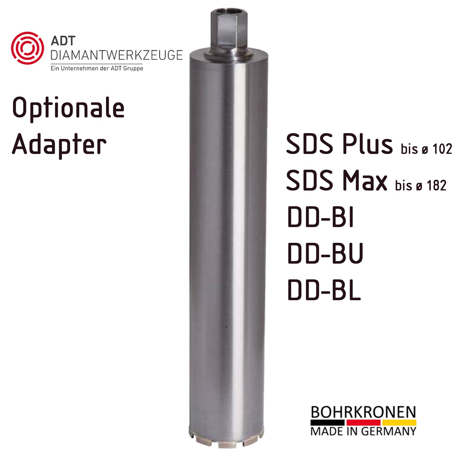 ADT DIAMANTWERKZEUGE | Diamantbohrkrone Economy Line für Beton, Ziegel & Mauerwerk, Kernbohrer mit 9 mm Dach-Segment & 500mm Nutzlänge | Ø 225mm