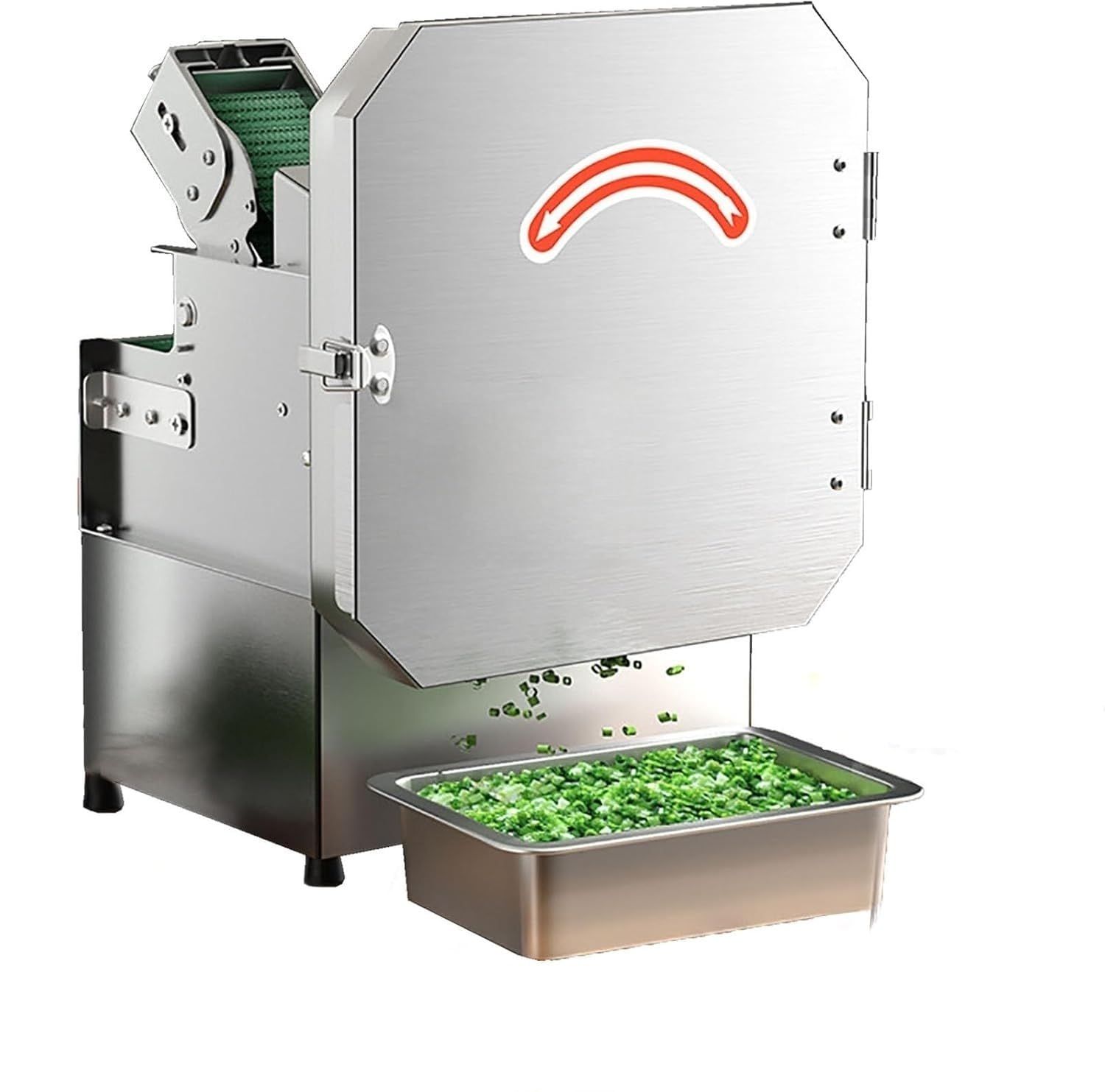 Cortador de verduras eléctrico, cortador de frutas de 330 libras/h con cinta transportadora, grosor ajustable de 1 a 35 mm para cebolleta, pepino y más