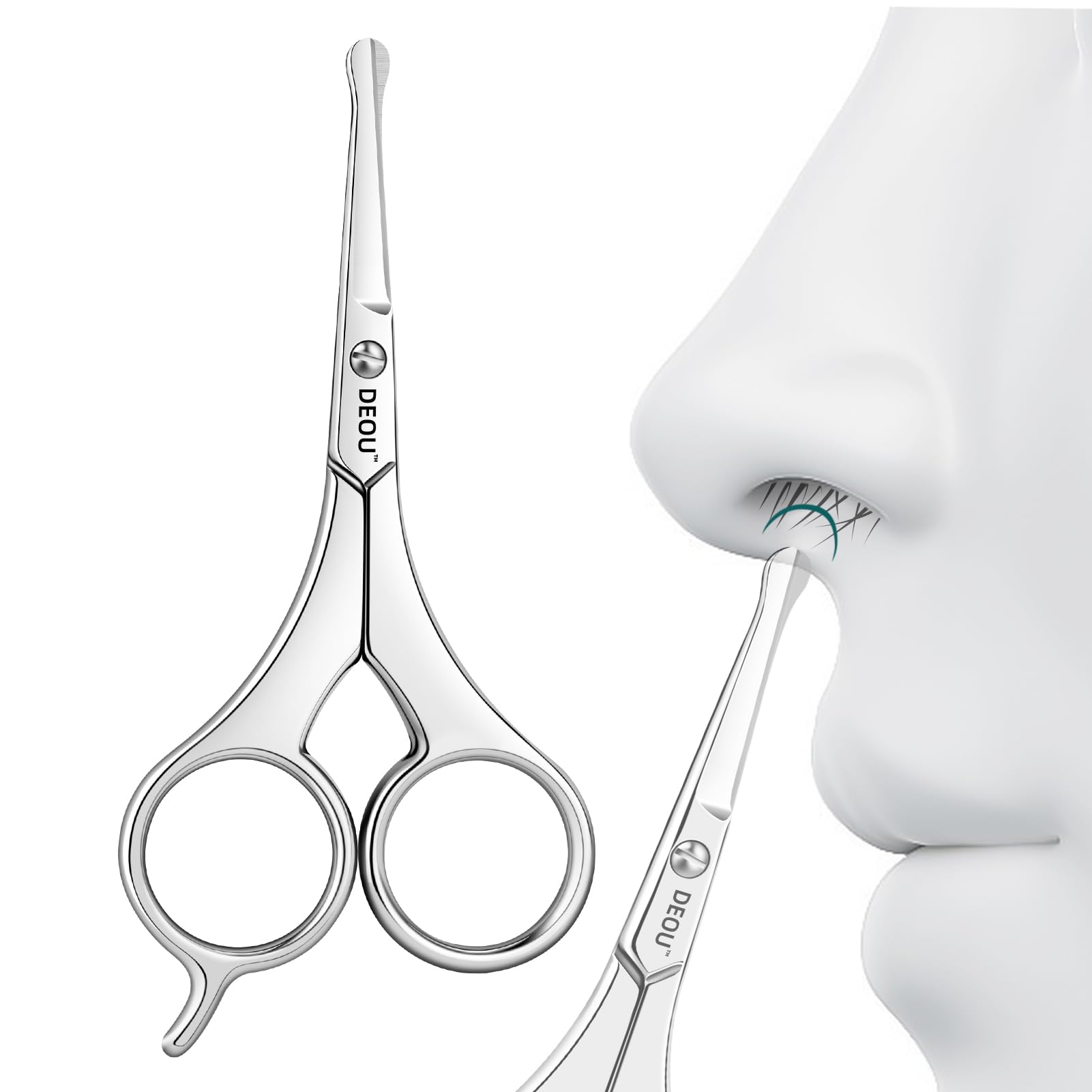 DEOU Nose Hair Trimmer - Paris Tower - Inspired Design with Tail Handle - Premium Stainless Steel -