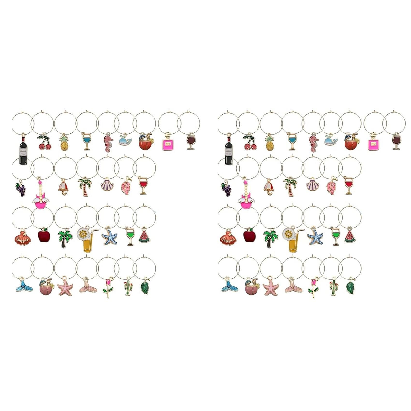 Vjsujehgy 60PCS Wine Glass Charms Drink Identifiers Wine Charms for Stem Glasses Markers Glass Tags Beach Themed Party Supplies