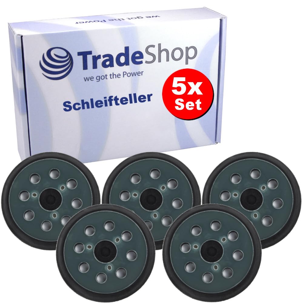 Trade-Shop - Juego de 5 discos de lijado con cierre autoadherente, 125 mm, para lijadora orbital Makita Hitachi Milwaukee Porter Cable
