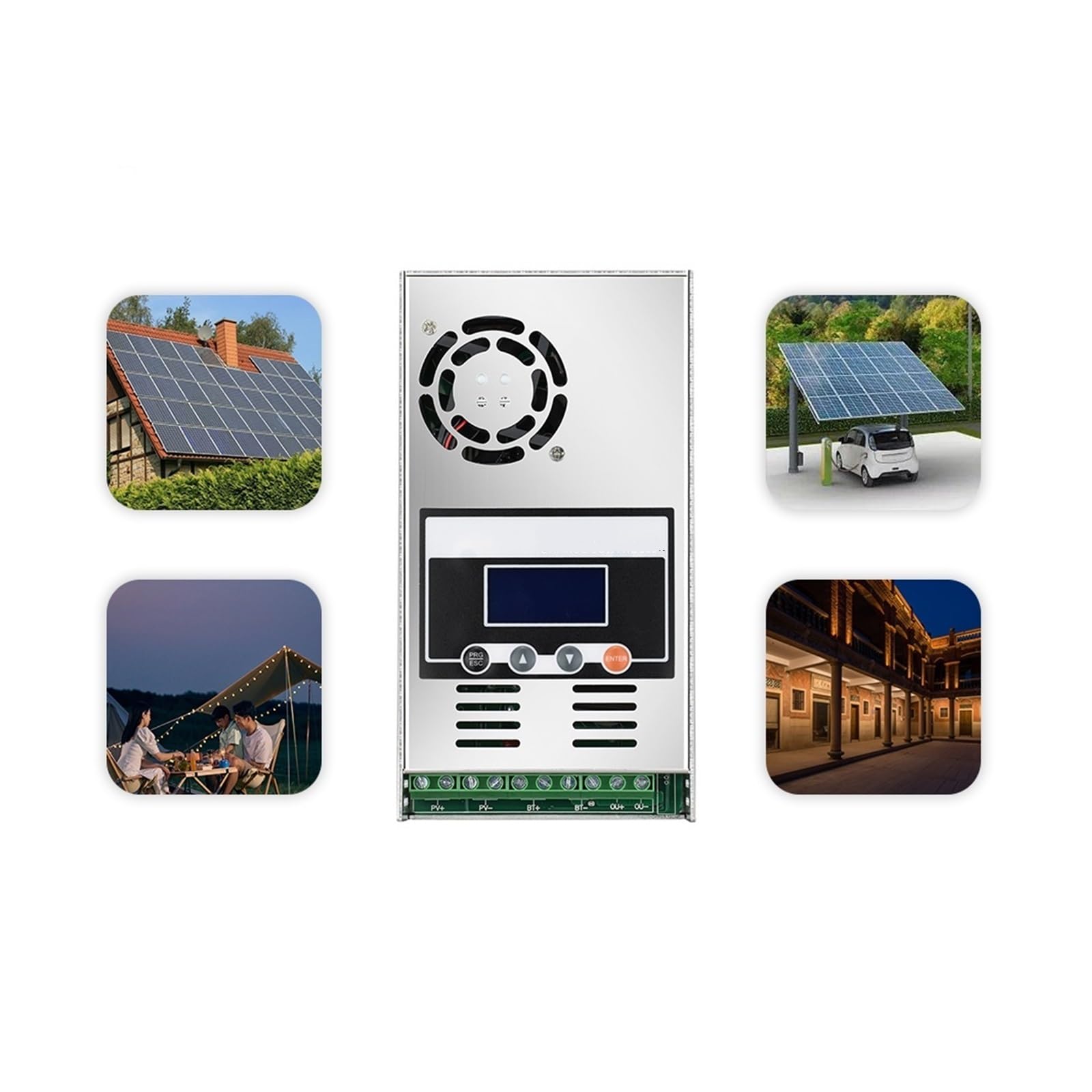 Kontroler Słoneczny, 40A MPPT Regulator ładowania słonecznego 12V 24V 36V 48V Automatyczny regulator panelu słonecznego Wyświetlacz LCD