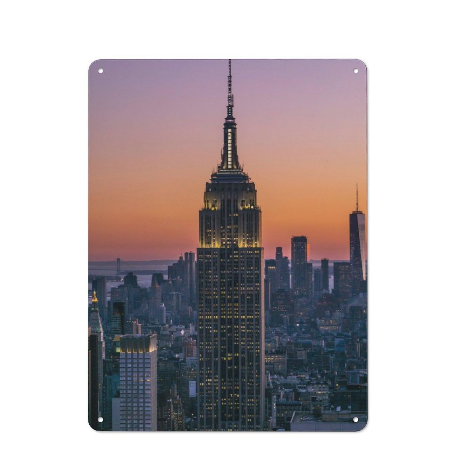 Junmoney Empire State Building Metal Sign 40X30cm With For Workshop Wall, Retro Decor, For Garage, Workshop And Man Cave Decoration