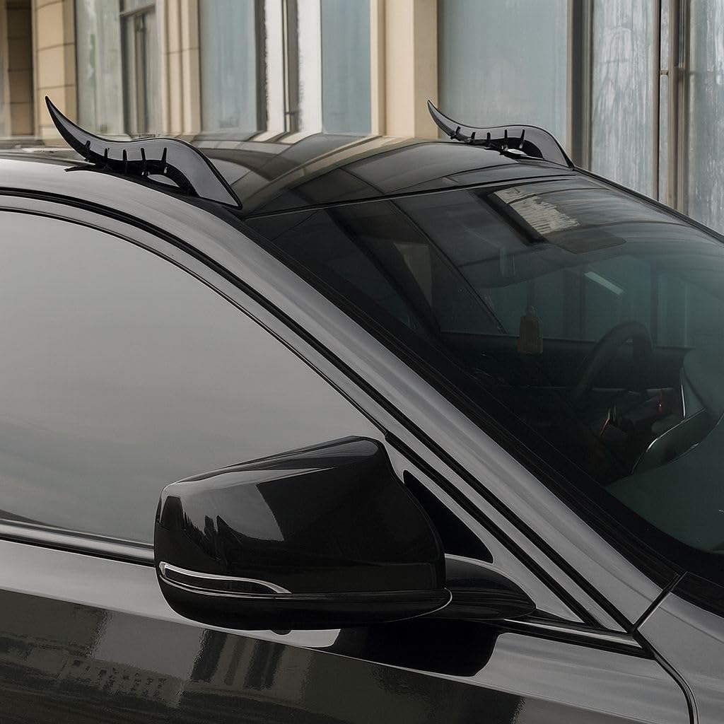 Dragon Bull Horn Black Car Roof Modification Exterior Copatible with all Car Universal Roof Decoration And Attractive Horror horn_2pc.,.-image-44