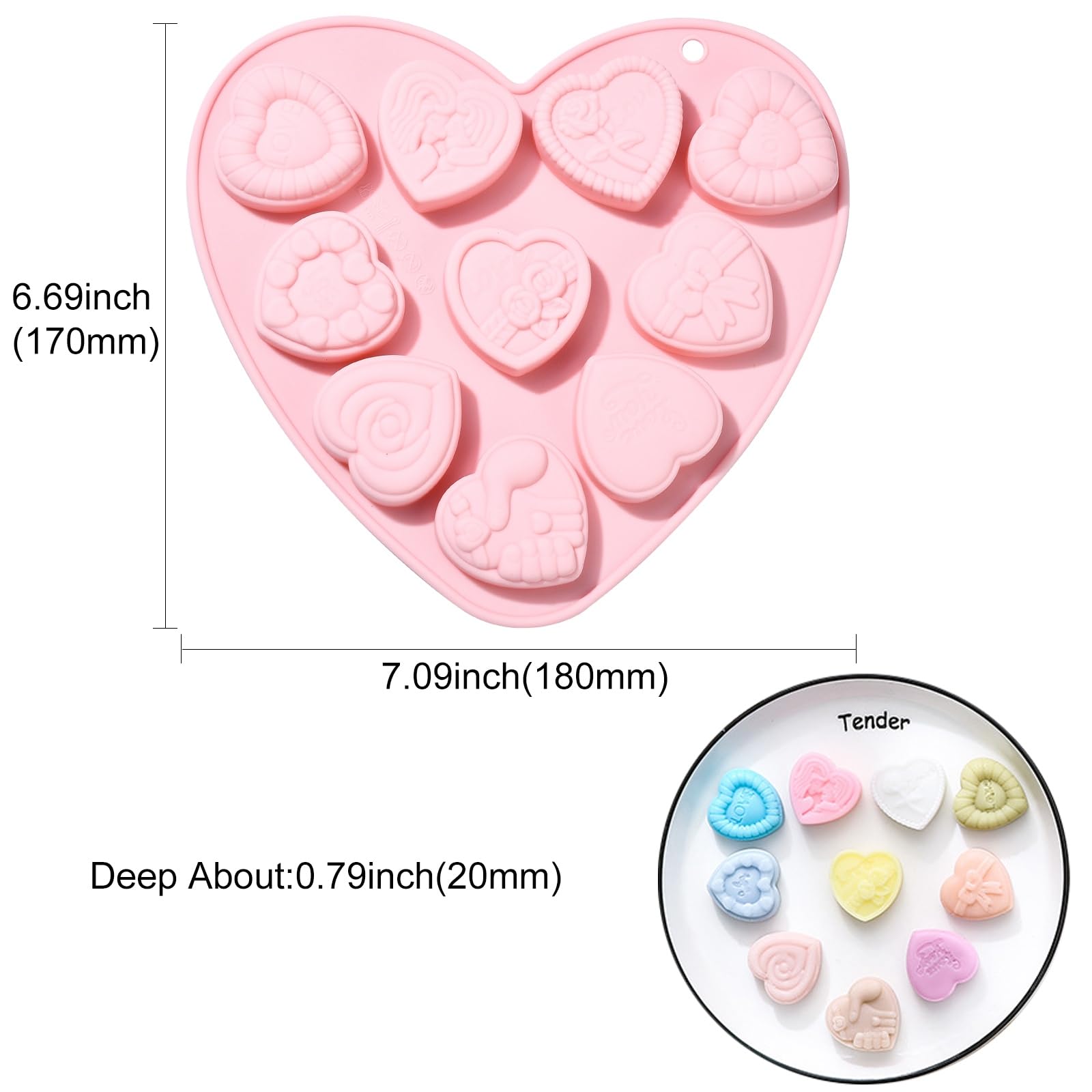 UR URLIFEHALL 2 Pcs Silicone Heart Moulds Love Heart Shaped Silicone Baking Moulds for DIY Cake Chocolate Candy Decoration Jewellery Making - Image 2