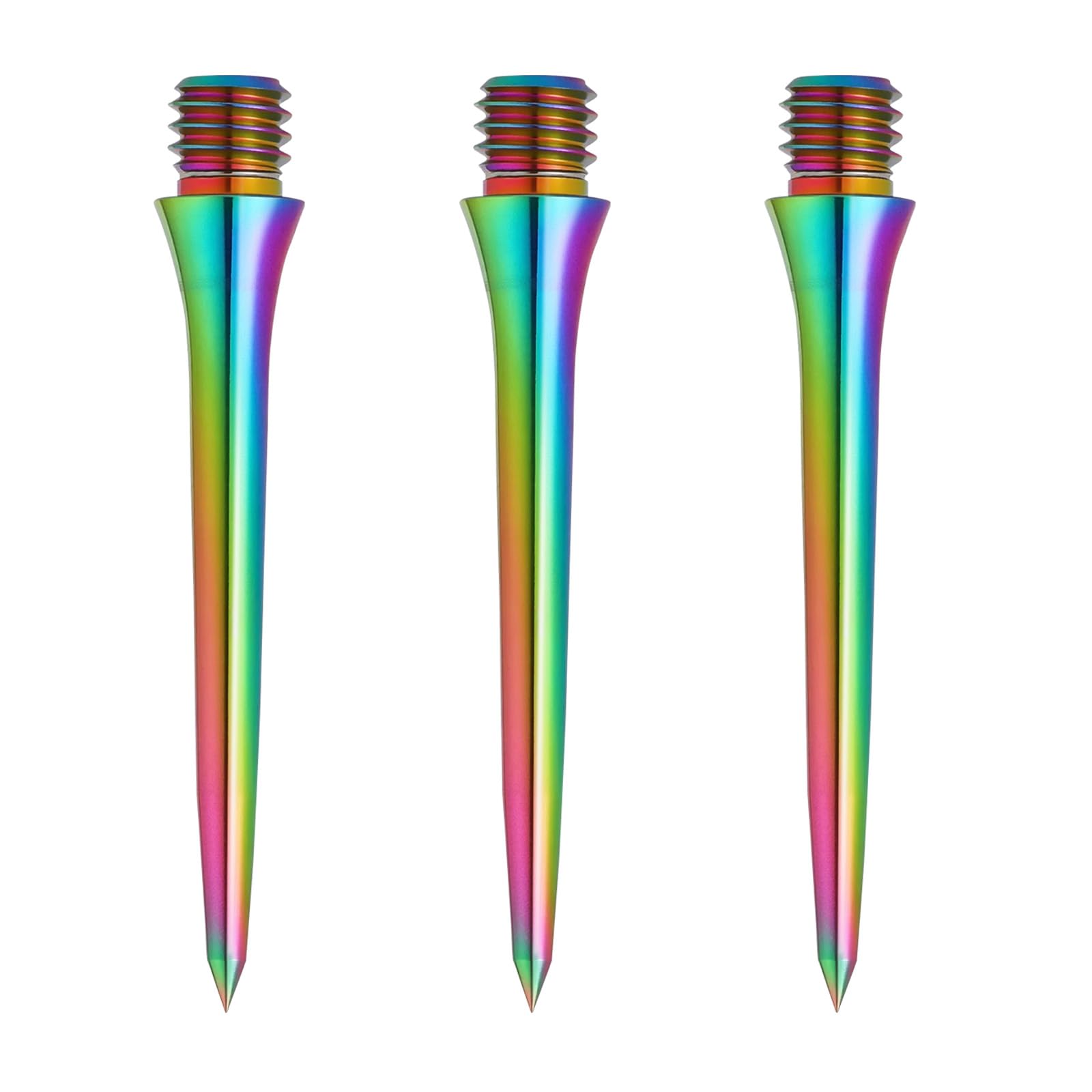 HUANQU 30mm Titanium Darts Points Set (3 Pack), 2BA Screw-In Dart Tips, Quick Change Replacement Darts Points, Professional Darts Accessories for Steel/soft Tip Darts – Black/Gold/Silver/Rainbow