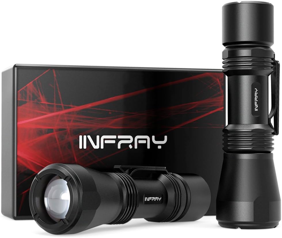 INFRAY Super Bright 400 lumens LED Torch [2 PACK], Pocket-Size Zoomable Flashlight with CREE LED power by 1AA Battery, IP65 Water-Resistant, 3 Light Modes and Belt Clip. Ideal for Multipurpose Use. (2PACK)