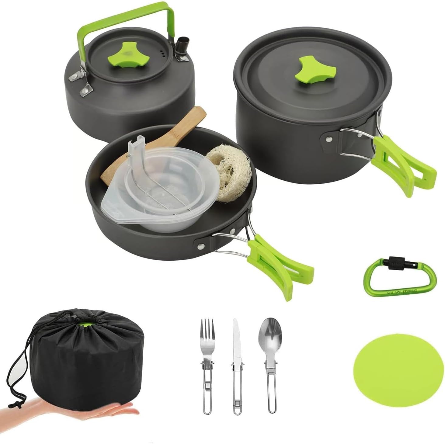 M.J COMFY-LIFE 15pcs Camping Cookware Kit Camping Pots and Pans