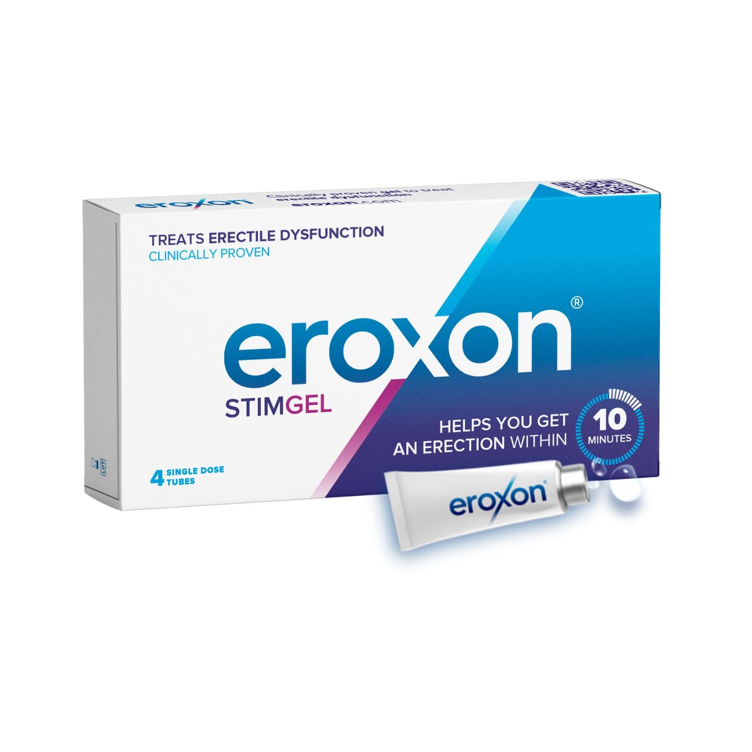 EROXON StimGel Para la Disfunción Eréctil, Ayuda a Conseguir una Erección en 10 Minutos, Tratamiento en Gel, Compatible con Preservativos de Látex y Lubricantes, 4 Aplicaciones por Envase