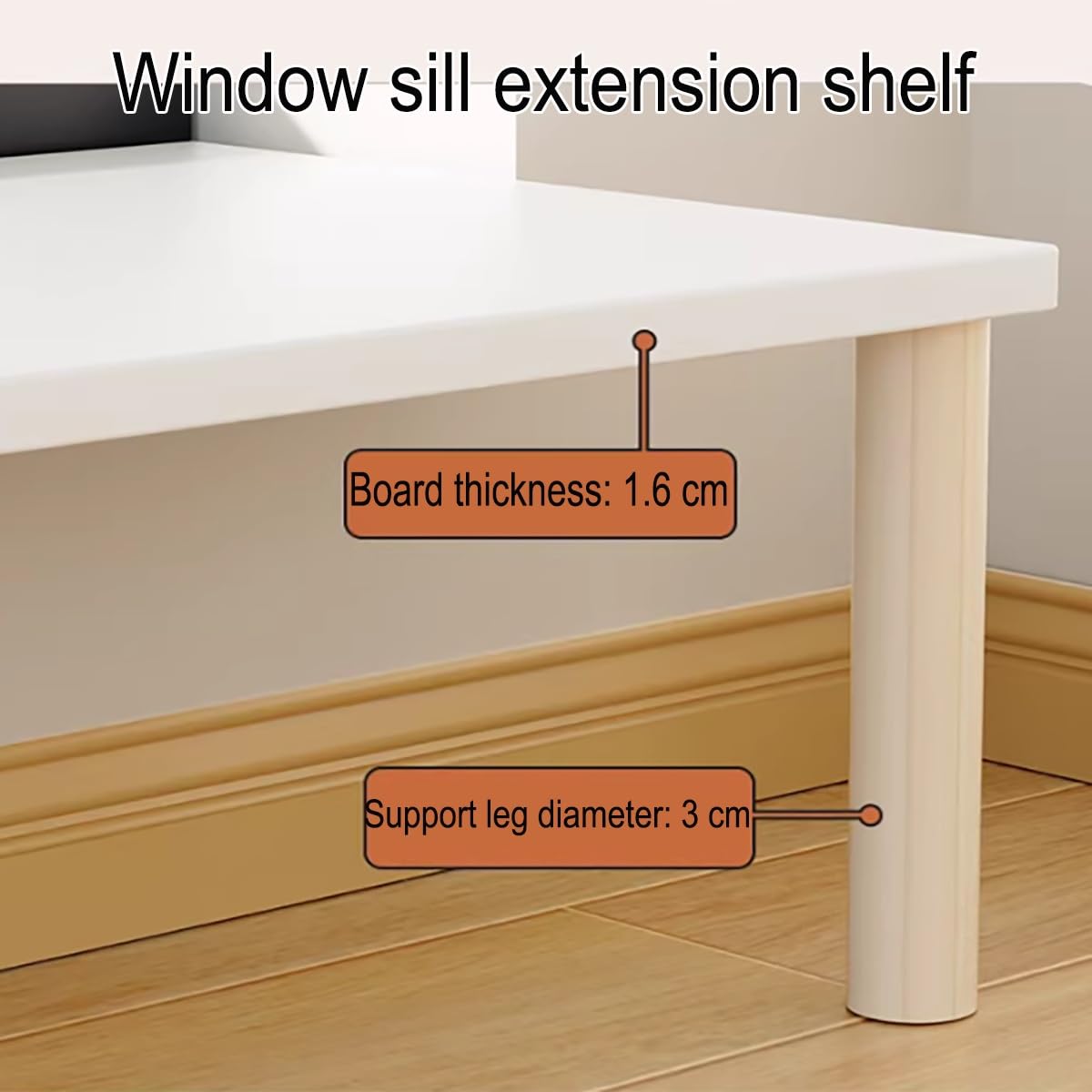 Estante de madera para alféizar de ventana para gatos, percha ajustable de 31 a 59 pulgadas con 2 patas de apoyo, estudio y descanso