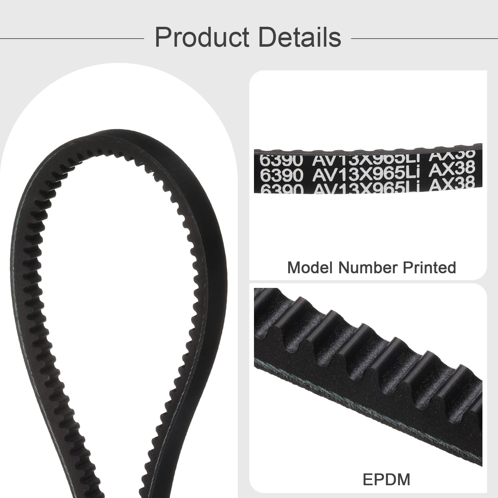 uxcell AX38 EPDM V-Belt, Raw Edge Cogged Industrial Rubber V Belt 1/2" Width x 38" Inside Circumference — Amazon image 3