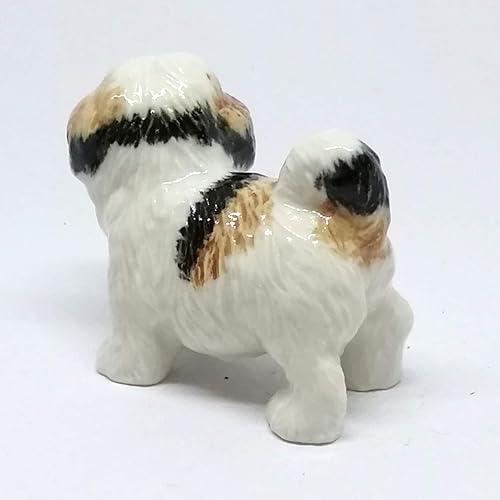 Miniatura 5 de ZOOCRAFT Pequeña figura de cerámica para perro Shih Tzu, pintada a mano, decoración coleccionable de regalo de porcelana