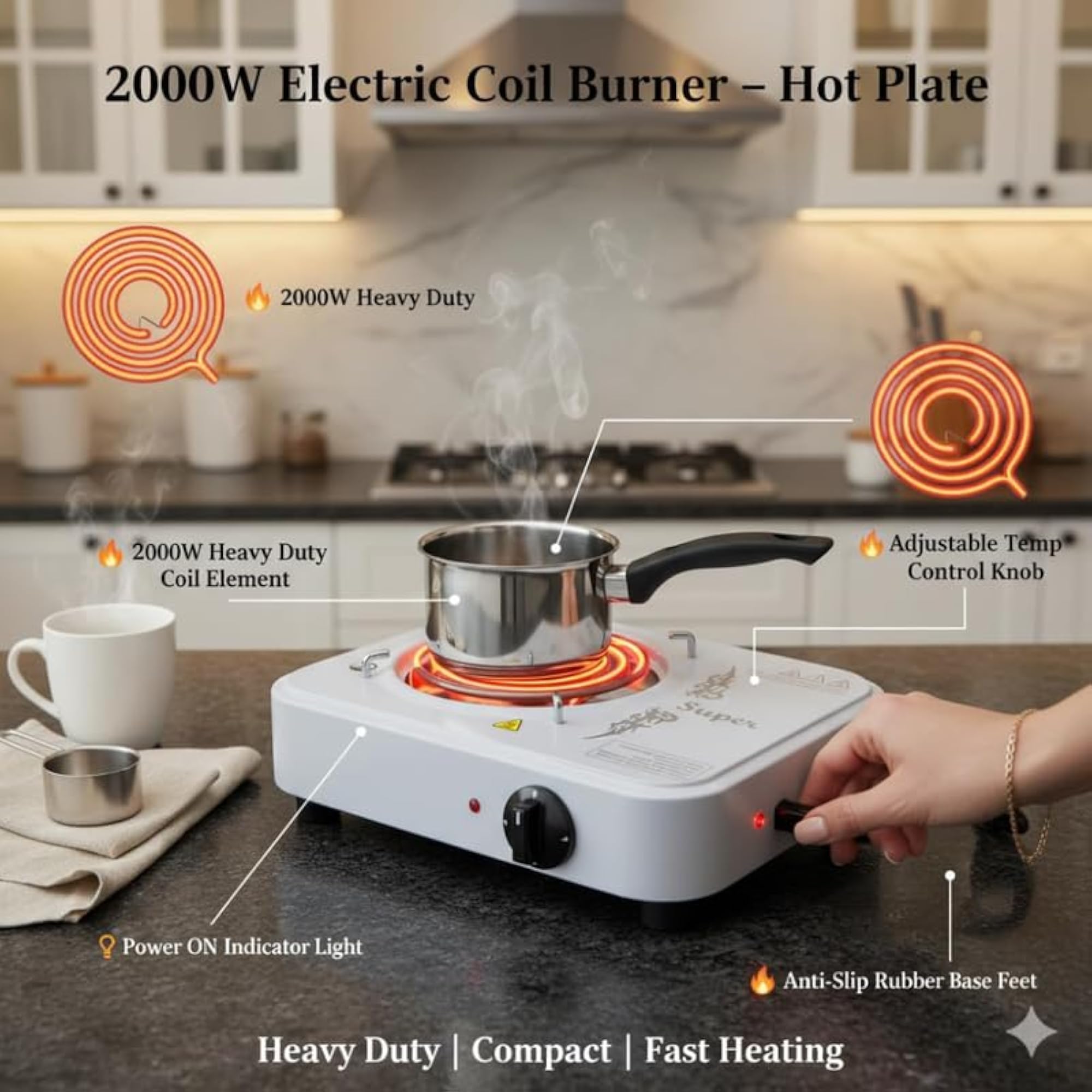 Portable Electric Hot Plate 2000W Single Burner