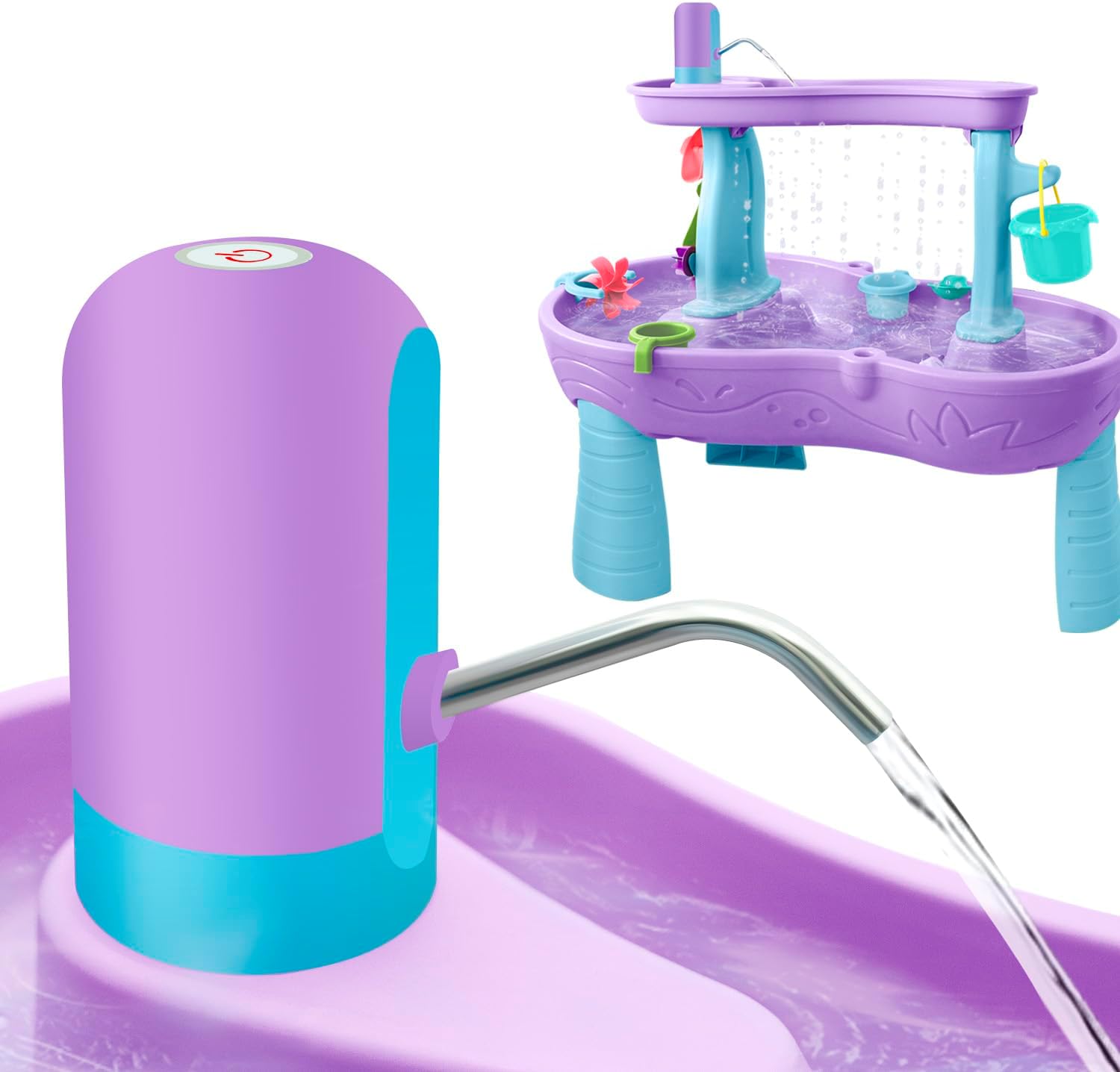Water Table Pump, Battery Powered Pump For Kids 3 Hours Non-Stop Fun Summer Outdoor Play Accessories Step2 Toys Toddlers Purple