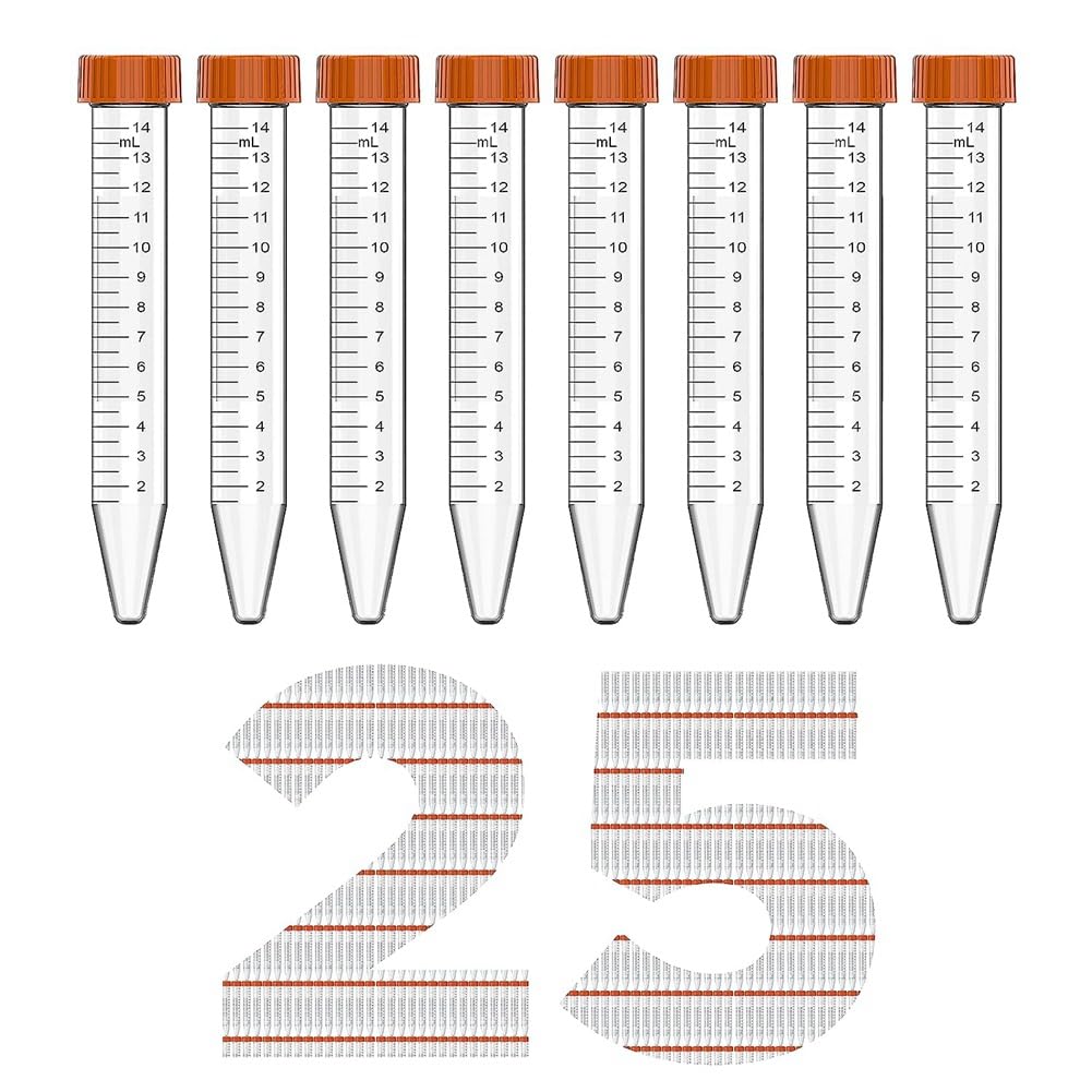 Tube de centrifugeuse conique – Tubes de centrifugeuse de 15 ml, 25 tubes stériles avec bouchons à vis étanches, tubes coniques faciles à utiliser