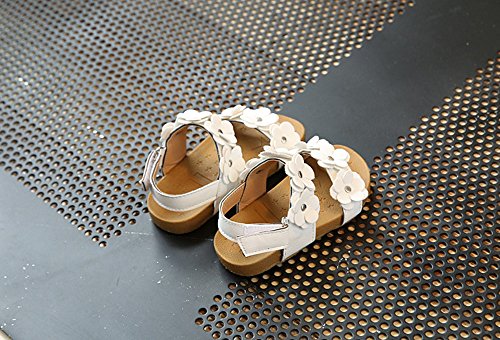 White Sandals for Girls Toddler Baby Girl Sandals Floral Sole Kids Children Princess Sandals Beach Shoes (White, 23)3