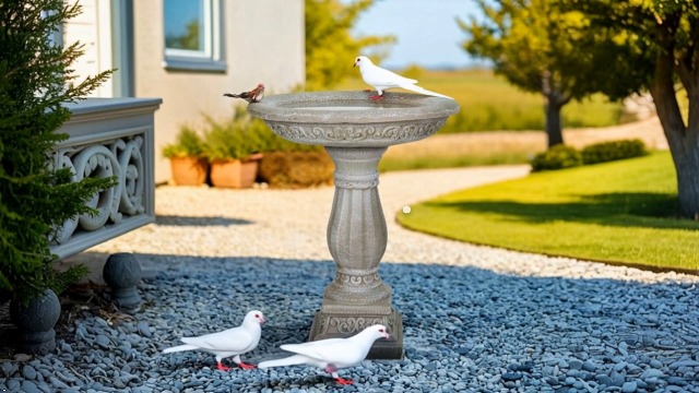 Amazon.com : SunJet 23.8 Inch High Concrete Bird Bath with Carved