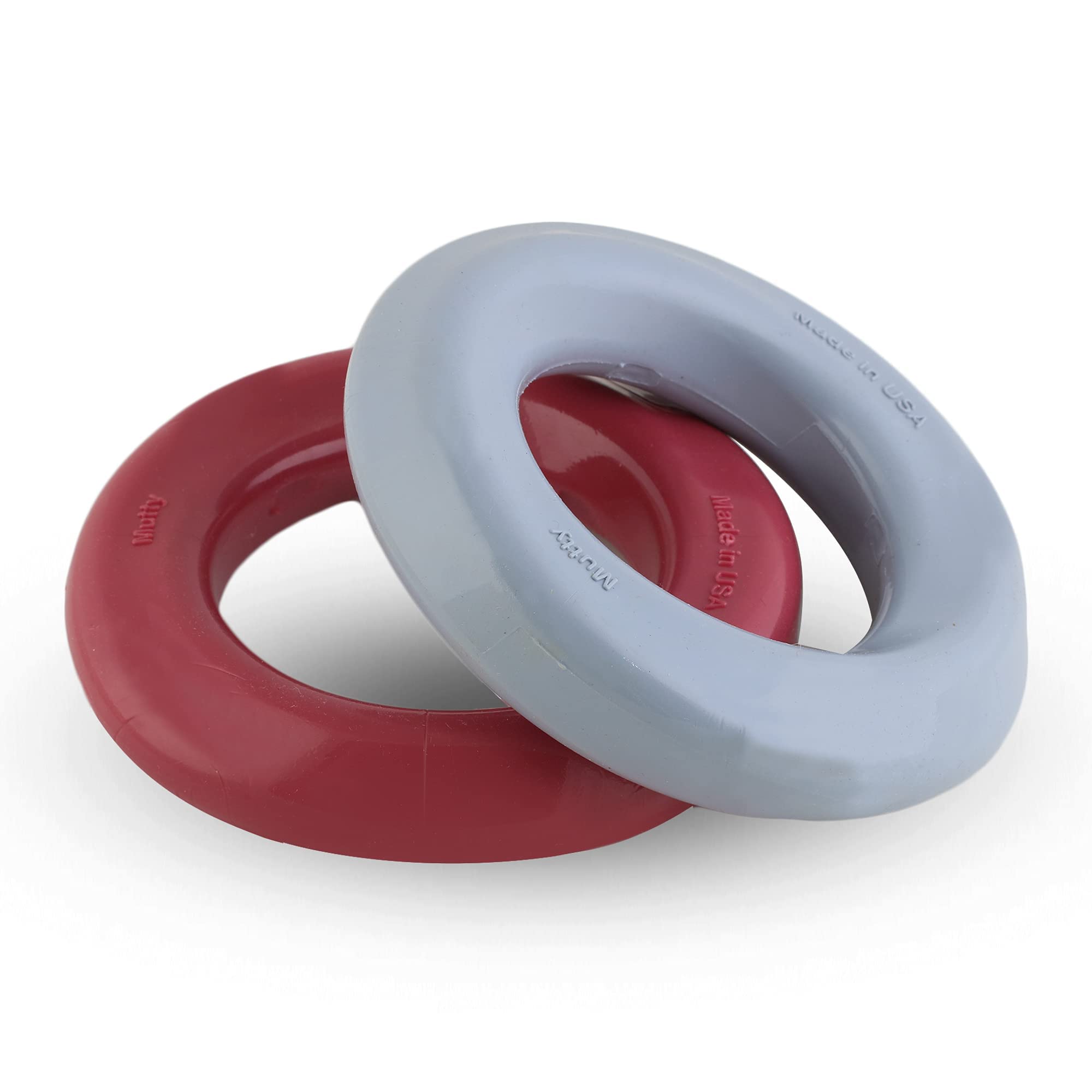 Mutty Dog Masticar Anillo – Fabricado en Estados Unidos – Material duradero de grado alimenticio para masticar – Una comida donada a refugios de animales locales para cada juguete (gris)