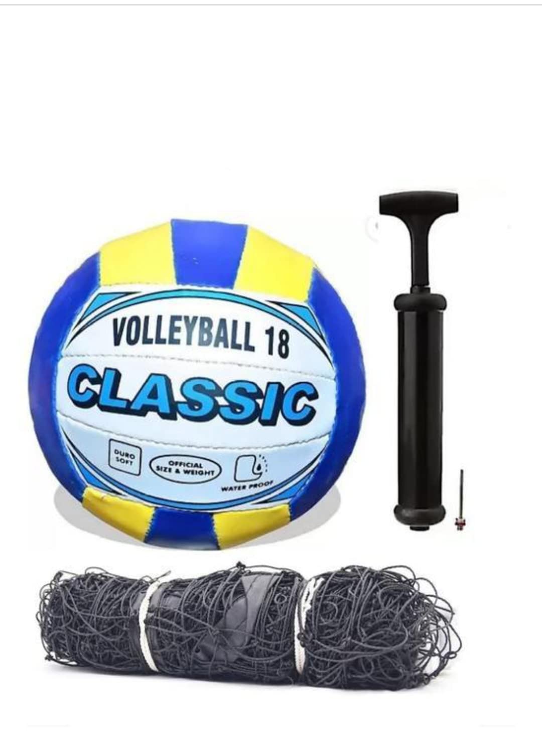 JSP Classic Synthetic Rubber Volleyball Size -4 with Air Pump and Nylon Net | Complete Volleyball Kit (Pack of 1) (Multicolour) (B0C2CF1676) Amazon Price History, Amazon Price Tracker