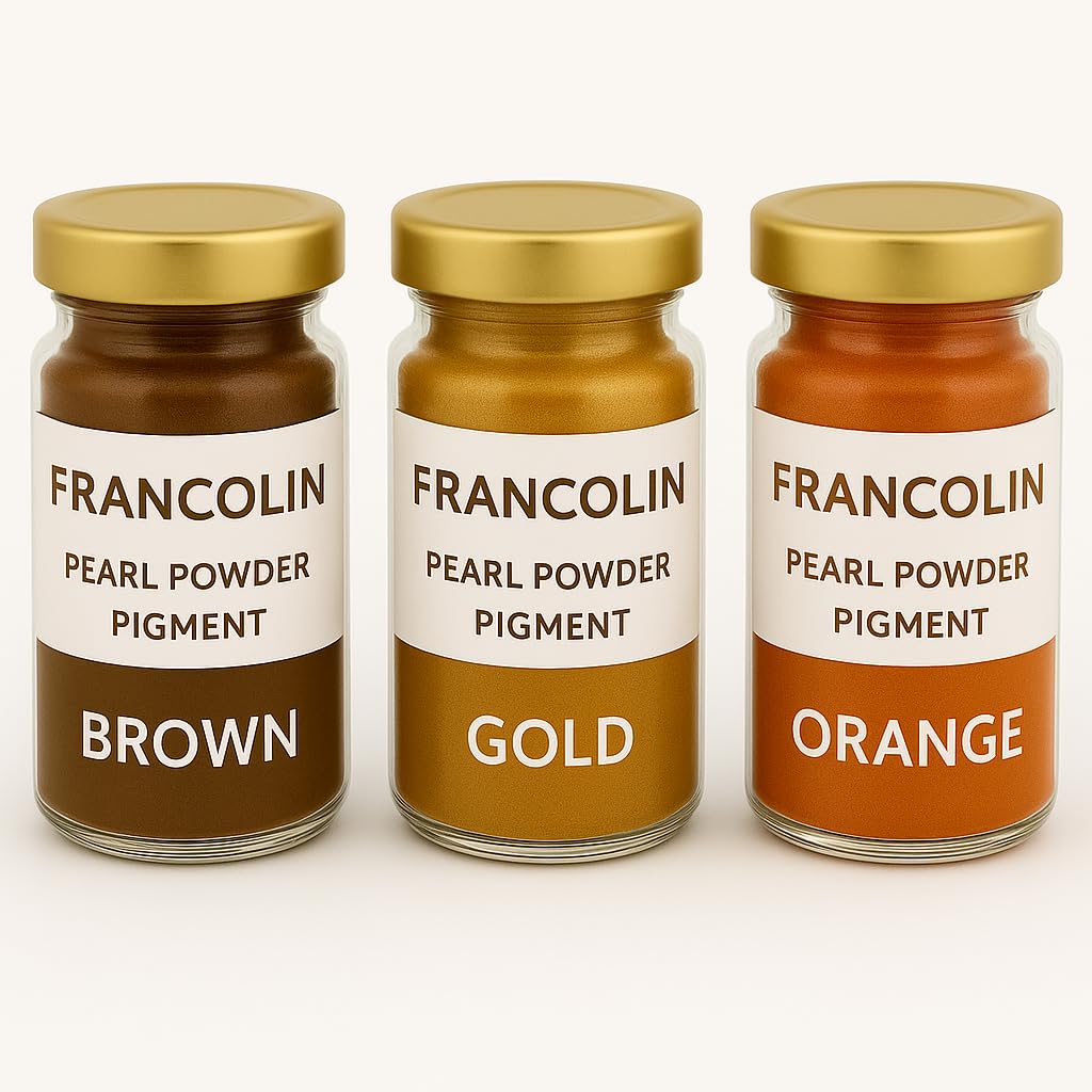Francolin | Brown, Gold & Orange | Mica/Pearl Powder Pigment | Non Toxic | Vibrant Metallic Glowing | for Soap, Epoxy Resin, Painting, Nail Art & Craft, Cosmetic, Slime | 20g*3-image-49