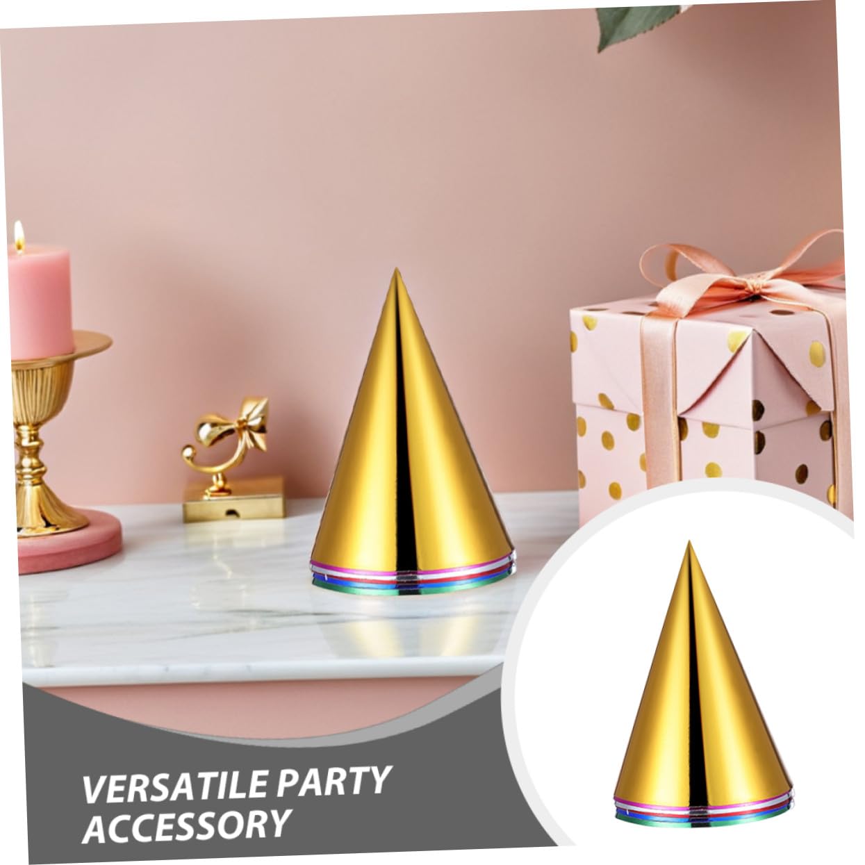 Mikinona 60 Piezas Sombreros de Fiesta Metálicos para Sombreros Cónicos de Papel para Cumpleaños con Diseño Brillante Accesorios para Celebraciones y Fotografía Montaje DIY