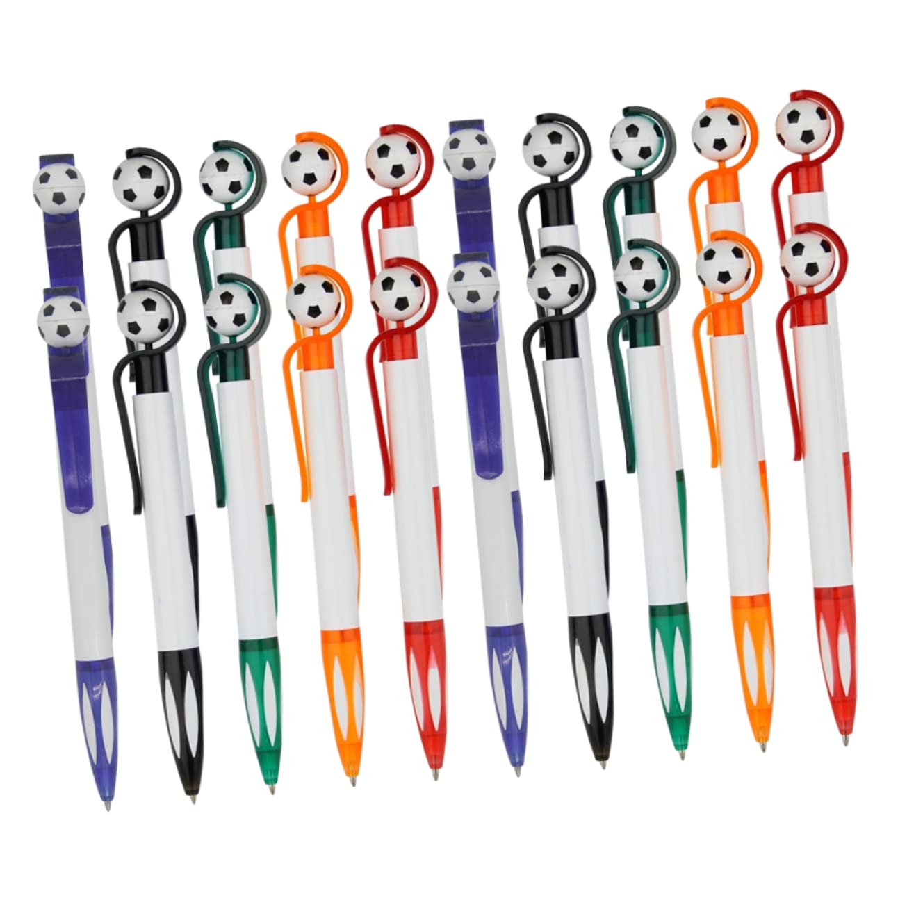 Housoutil 40 Pezzi Penne Retrattili con Design Calcio Colori Misti Blu Nero Arancione Cancelleria per Studenti e Ufficio Scrittura e Clip Portatile Regalo Gadget per Feste Calcio e Scuola
