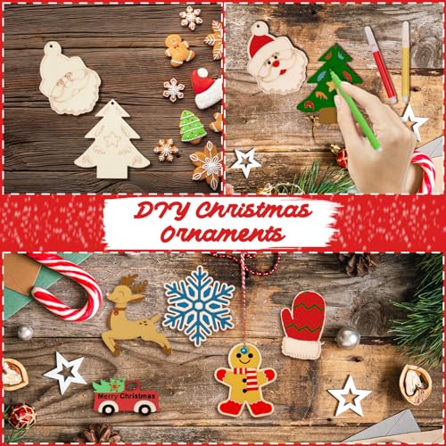Ourwarm MZMX-48 48Pcs Christmas Crafts For Kids Adults, Diy Wooden Christmas Ornaments thumb #2