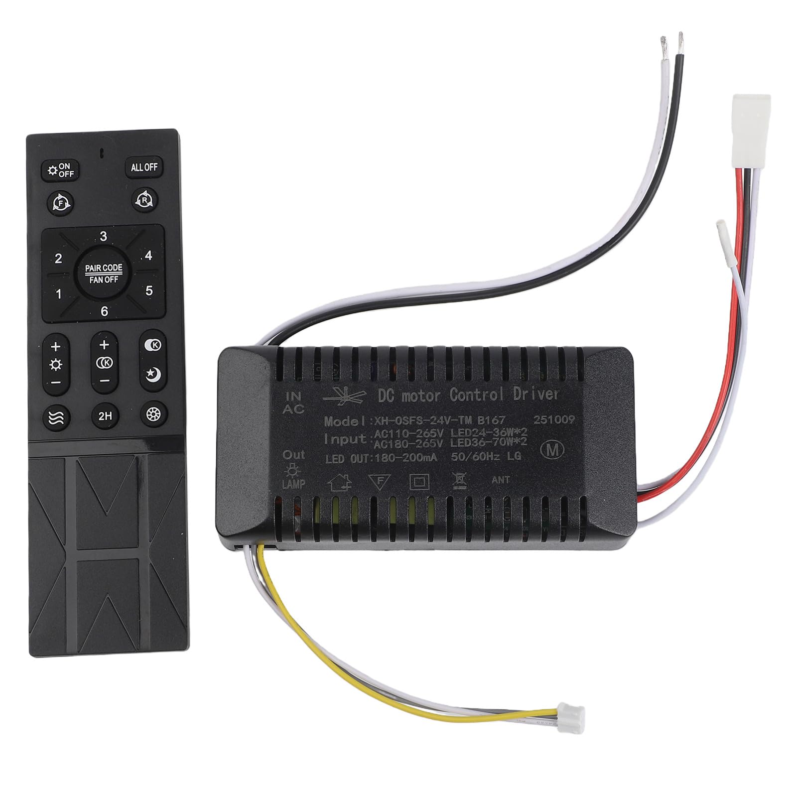 Kit de control remoto de luz de ventilador de techo, 6 velocidades, controlador regulable de frecuencia variable con función de monitoreo de batería