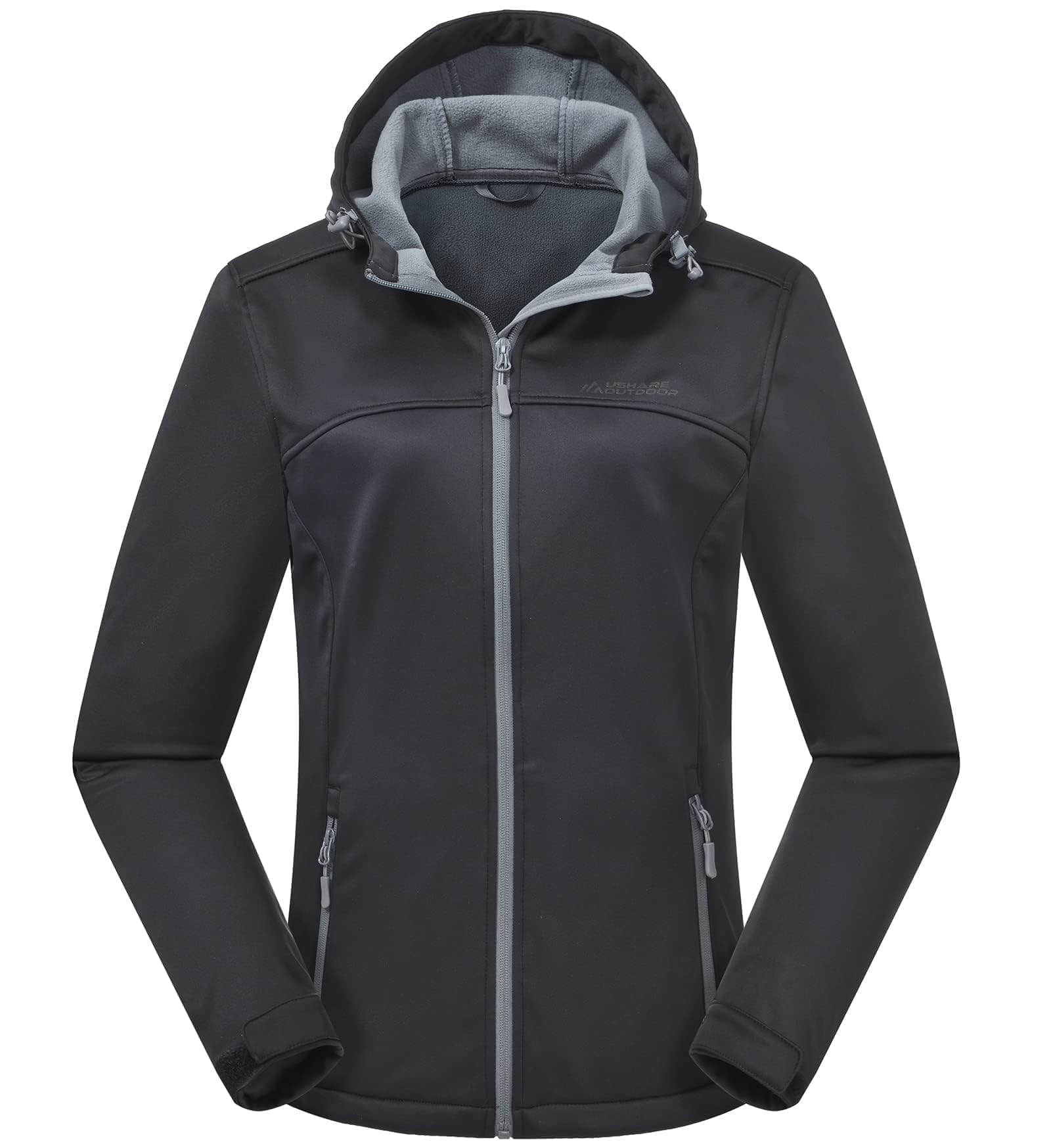 ATLASLAVA Damen Softshelljacke Wasserdichte Atmungsaktive Leichte Fleece Kapuze Übergangsjacke Laufen Wanderjacke S-XXL