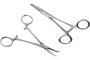 SURGICAL ONLINE Piercing Scissors: 6.25" Premium Straight & Curved Forceps Set