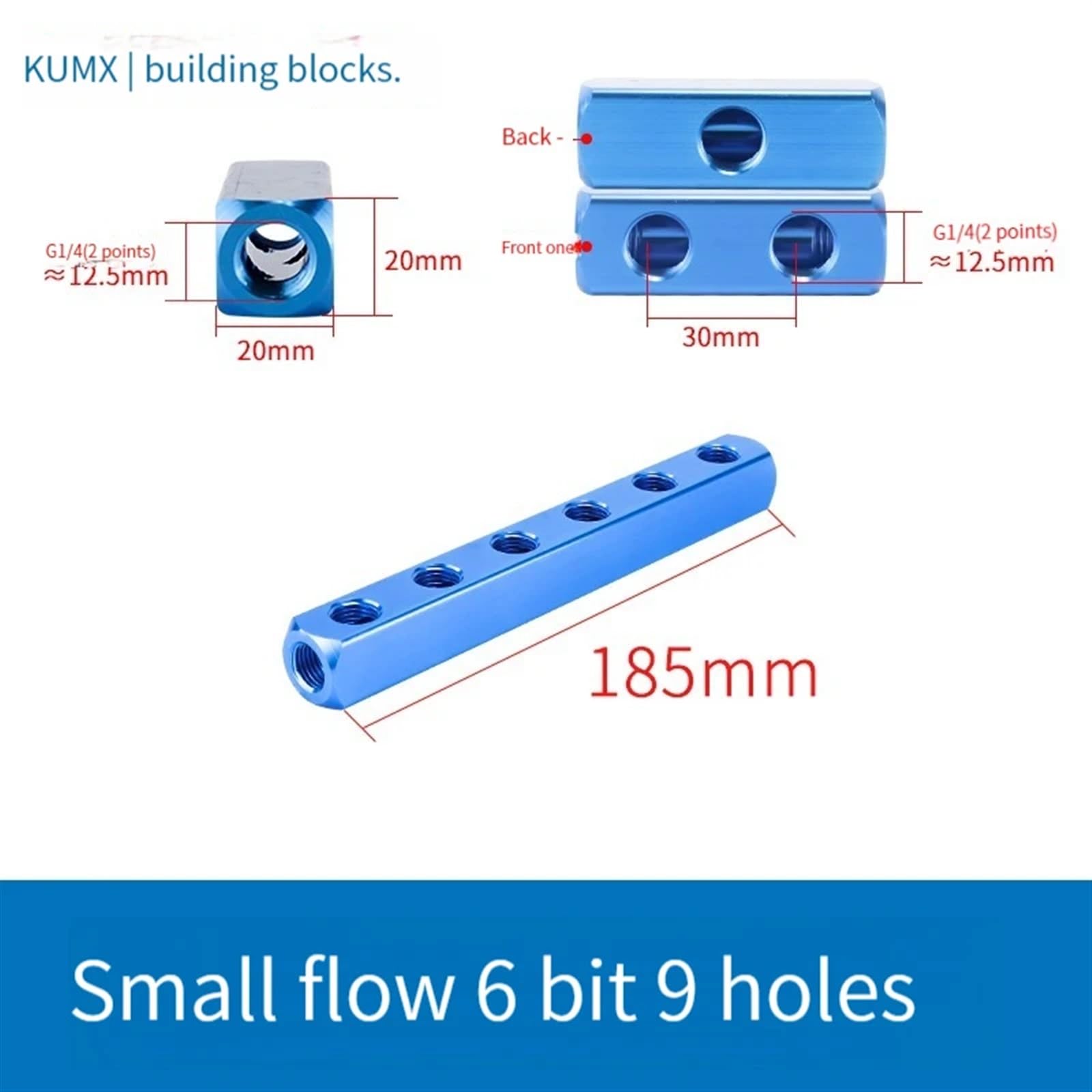 Splitter for collettore pneumatico versatile con filettatura PT da 1/4 con connettori rapidi e porte multiple for una distribuzione efficiente dell'aria, 1 pezzo(6 Way 9 Port)