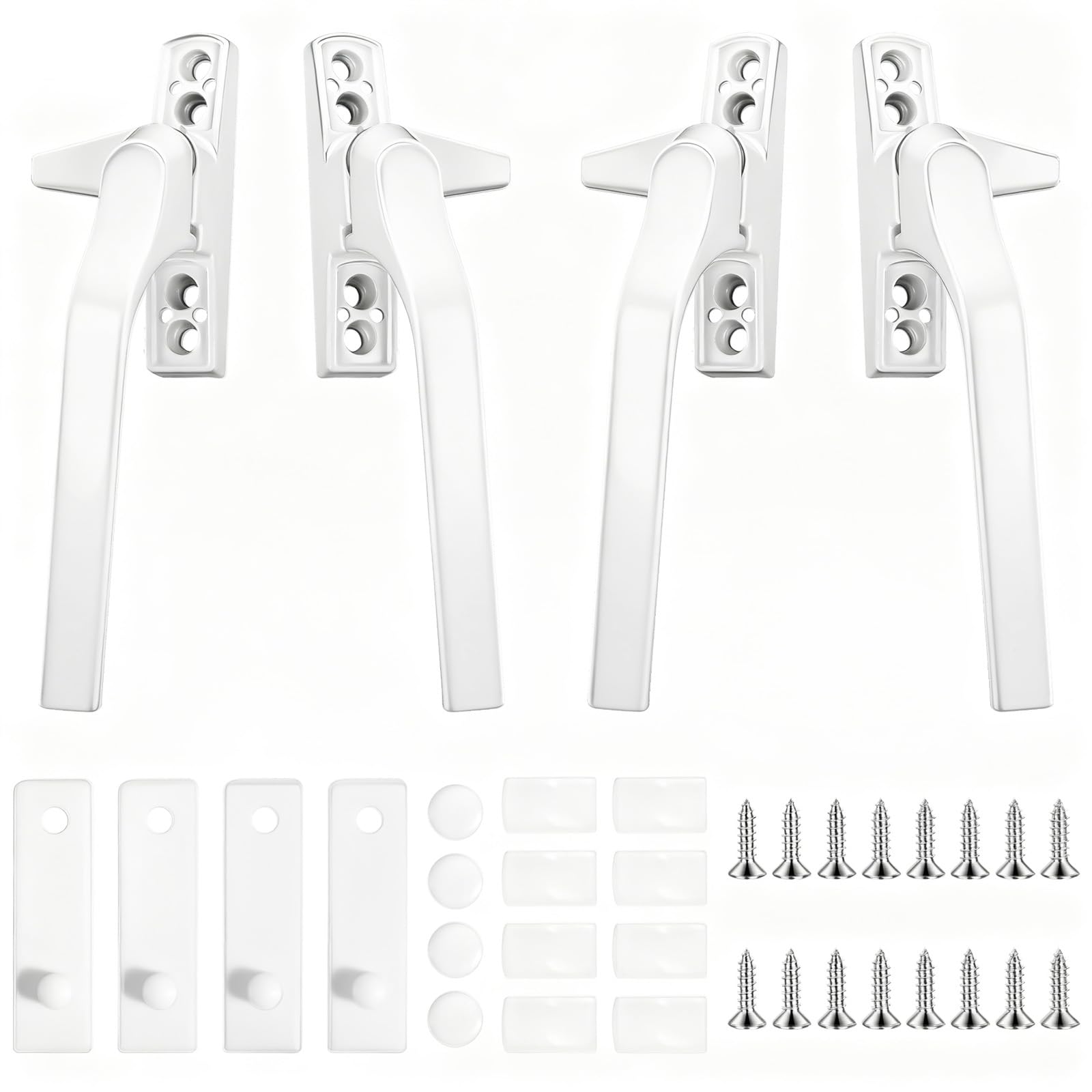 4 Pcs Aluminium Window Handle Replacement White UPVC Window Handle Double Glazing Window Handles for Home Office Windows & Sliding Doors