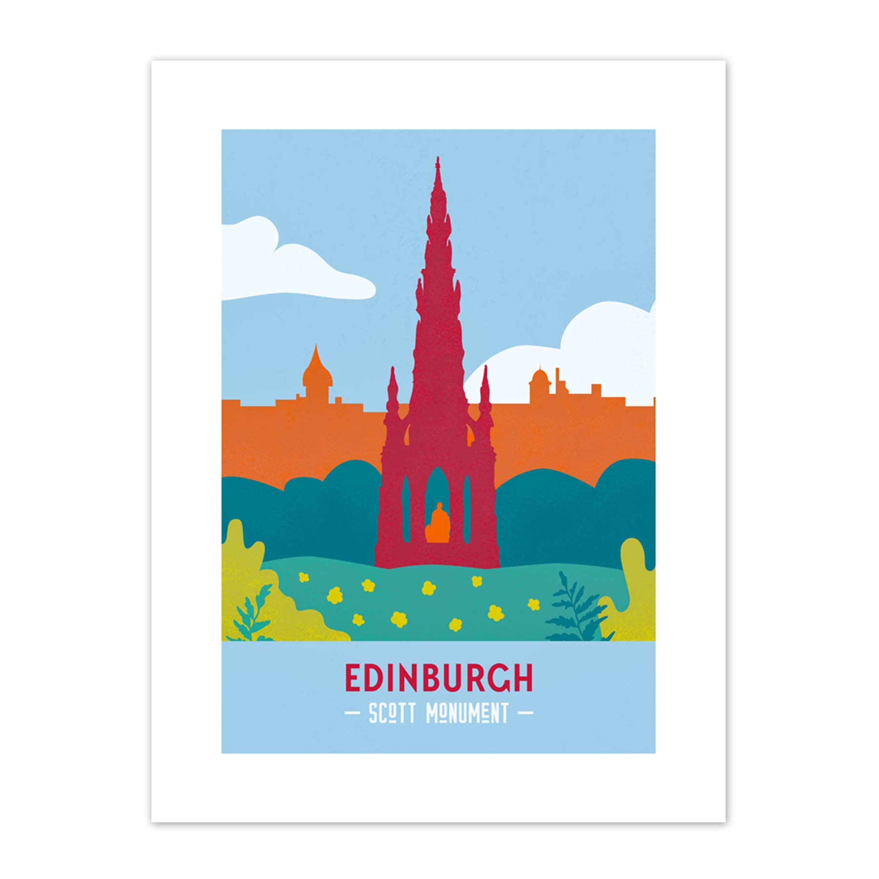 Scotland Travel Edinburgh Scott Monument Retro Canvas Wall Art Print