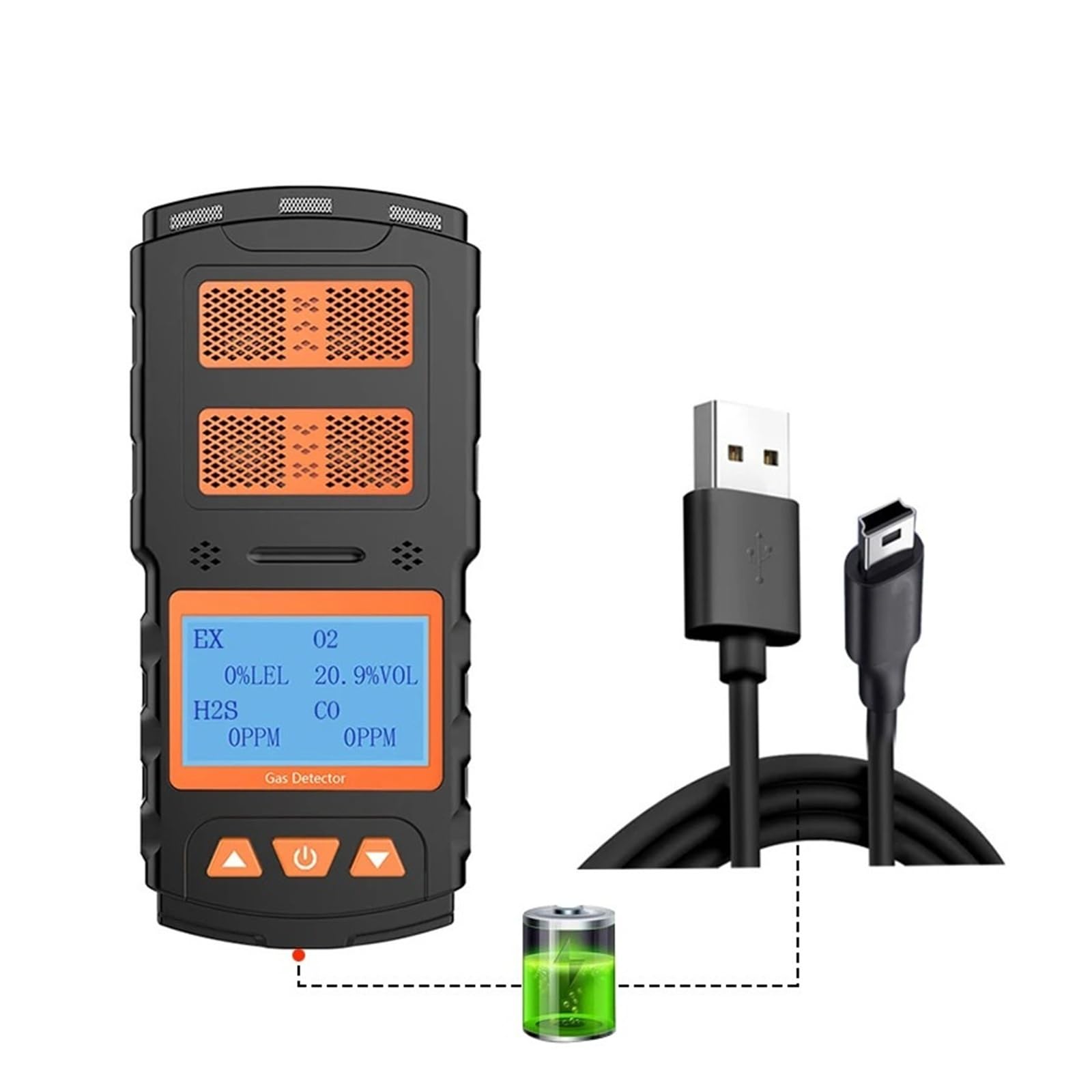 Rilevatore portatile multigas EX O2 H2S CO con display LCD, misuratore di gas con luce e suono ricaricabile for lavoro e casa Interno/esterno(CH2O)