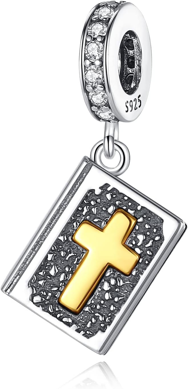 925 Sterling Silver Cross Charms Bead for Women, Vintage European Religion God Beads for European Bracelets Diy Jewelry Gift