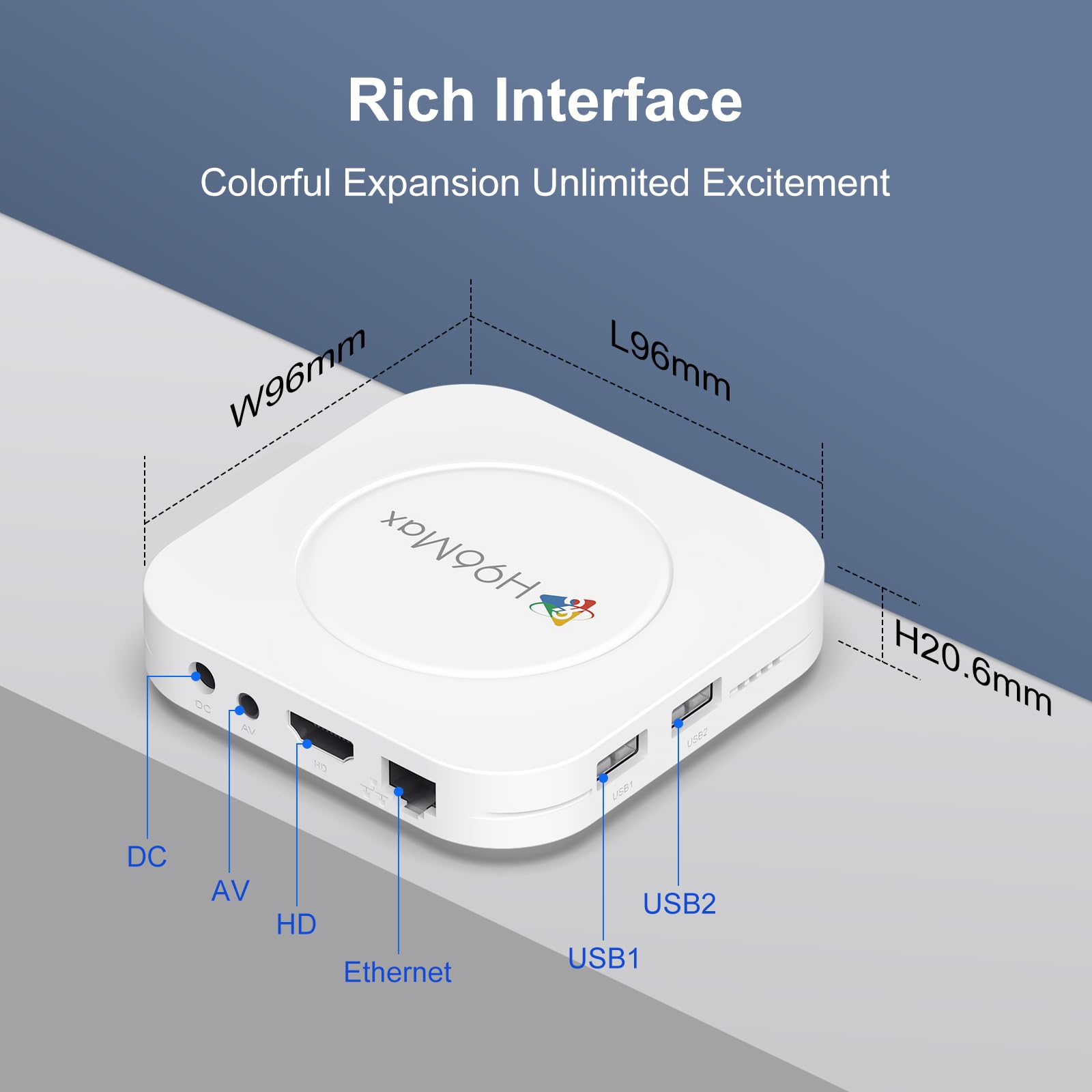 H96Max M1 Plus Android 14.0 TV Box 2GB RAM 16GB ROM Mali-450 RK3528 Quad Core Arm Cortex A53 Support 2.4G/5G WiFi BT5.4 Smart TV Box - Model No.: H96Max M1 2GB 16GB