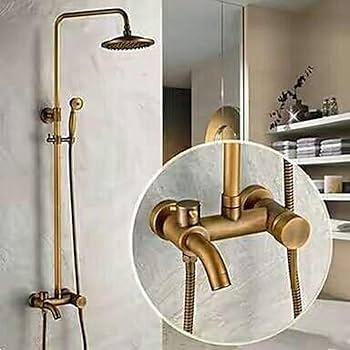 Amazon.co.jp: シャワーヘッドレトロつや消しシャワーセット銅