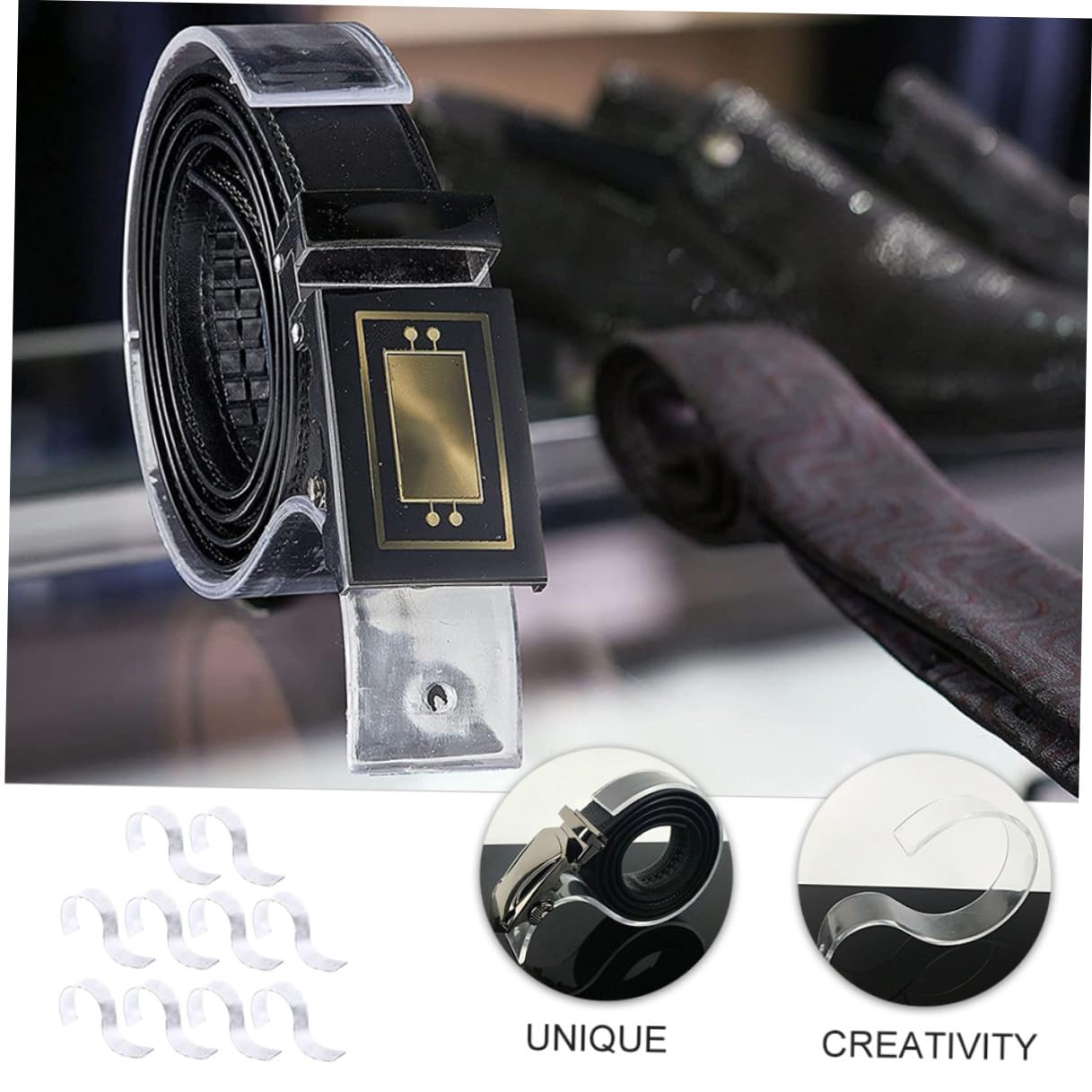 10 Stück Teiliges Transparentes S förmiges Acryl Gürtel Display Regal Langlebiger Gürtelhalter für Einzelhandel und Schrank Flexibler Kratzfester Aufbewahrungsständer für Gürtel