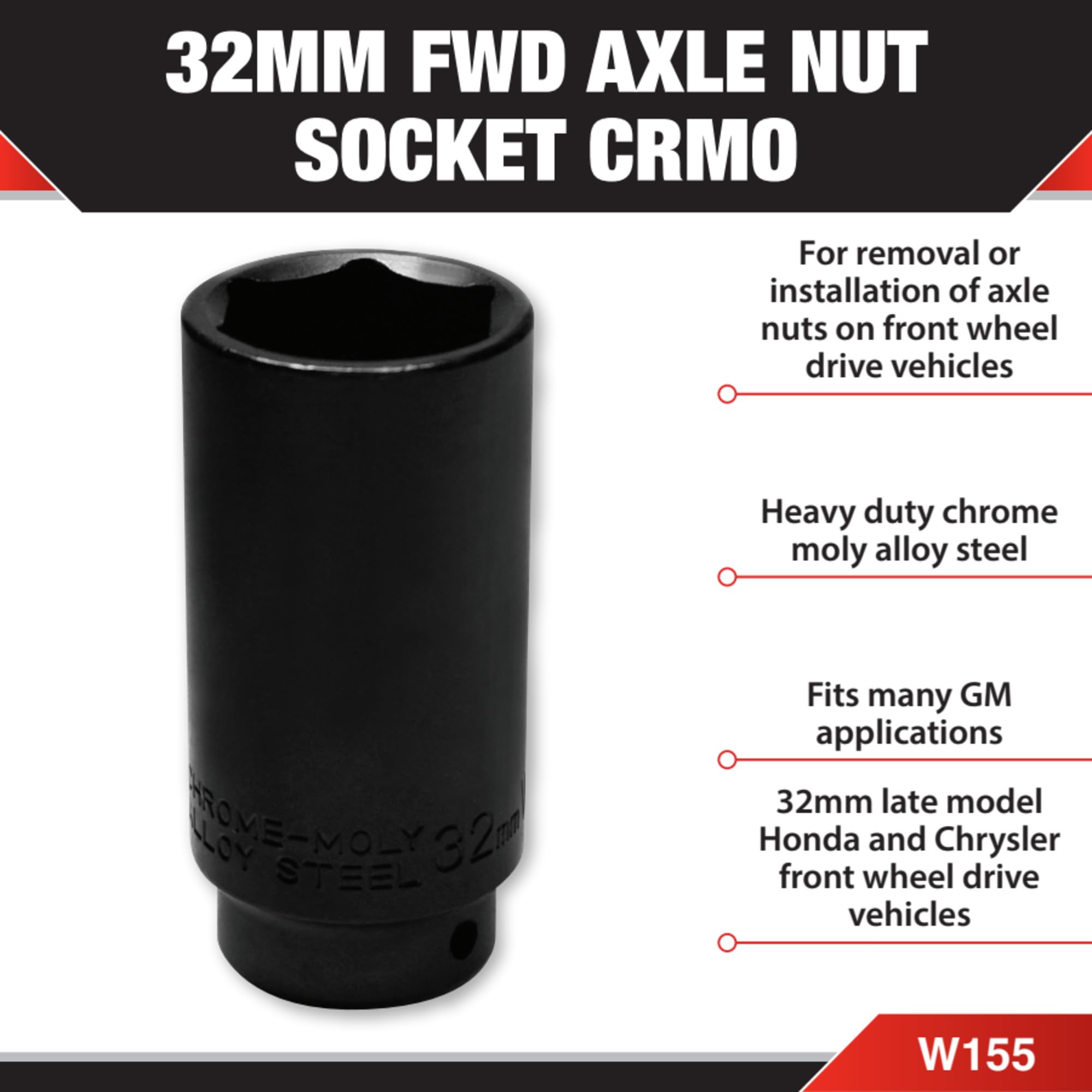 Amazon.com: Performance Tool W155 32 mm Front Wheel Drive Axle Nut