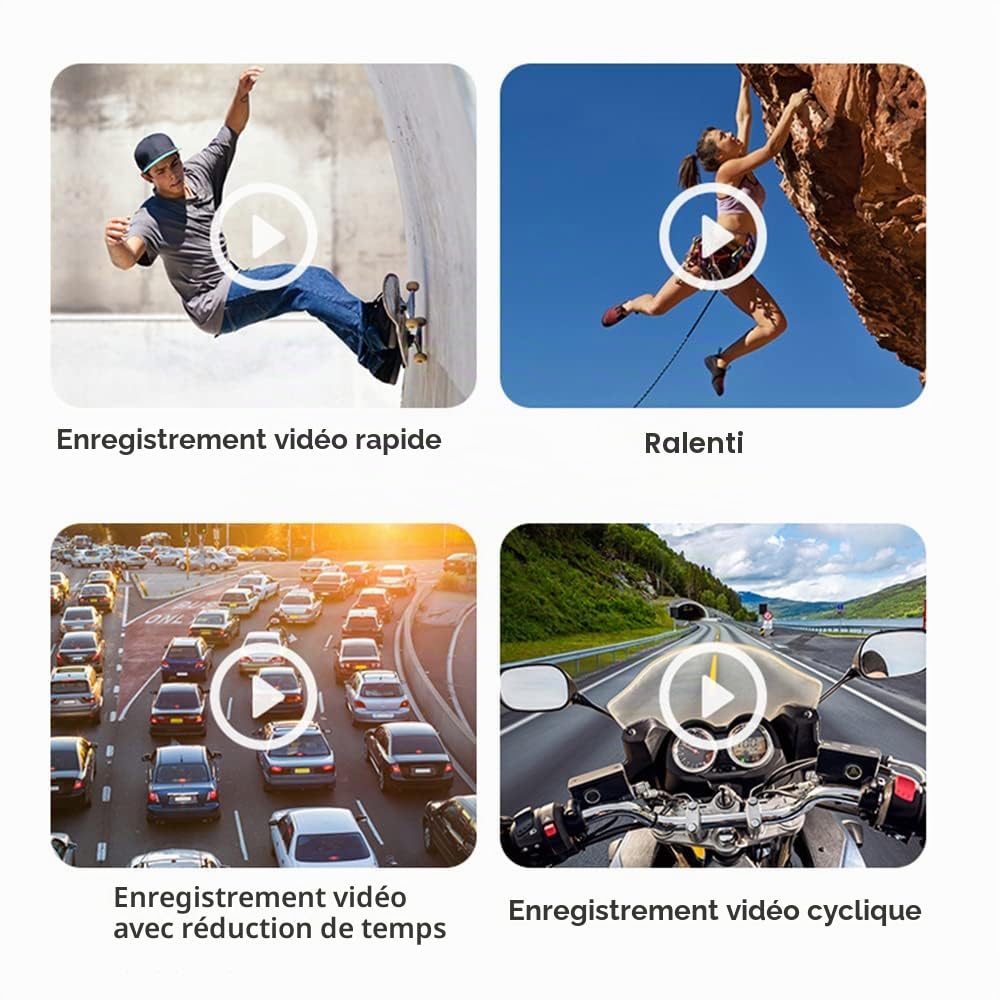 Camescope 4K, Camnoon Caméscopes 4K Monté sur la Tête Caméra d'action 30FPS, Ultra Grand Angle 120°/Fonction Anti-Shake/Connexion WiFi/Contrôle APP, pour l'Enregistrement Vidéo à la Première Personne