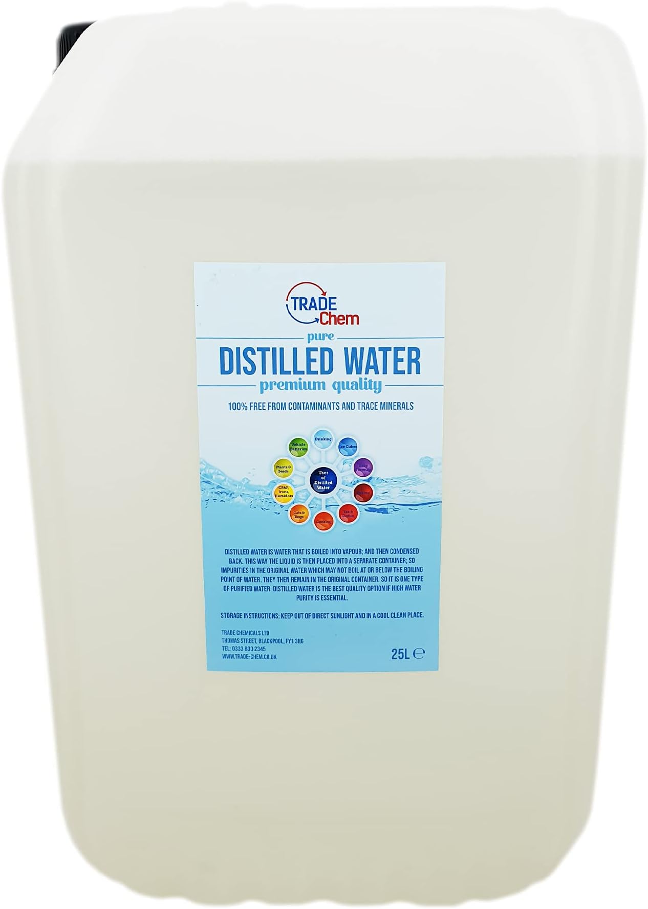 Distilled Water - 100% Ultra Pure Water (Blue) (25L)