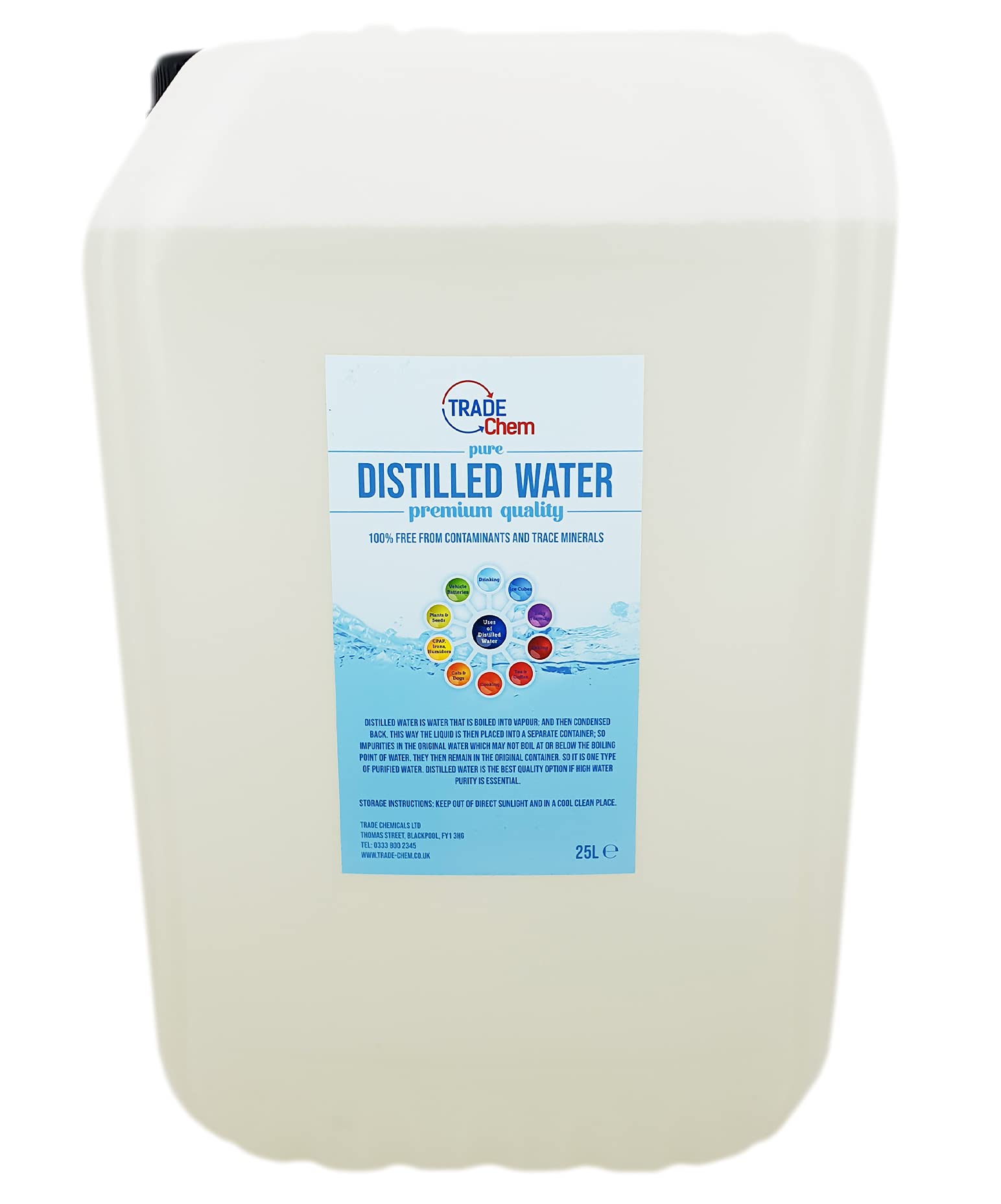 Distilled Water - 100% Ultra Pure Water (Blue) (25L)