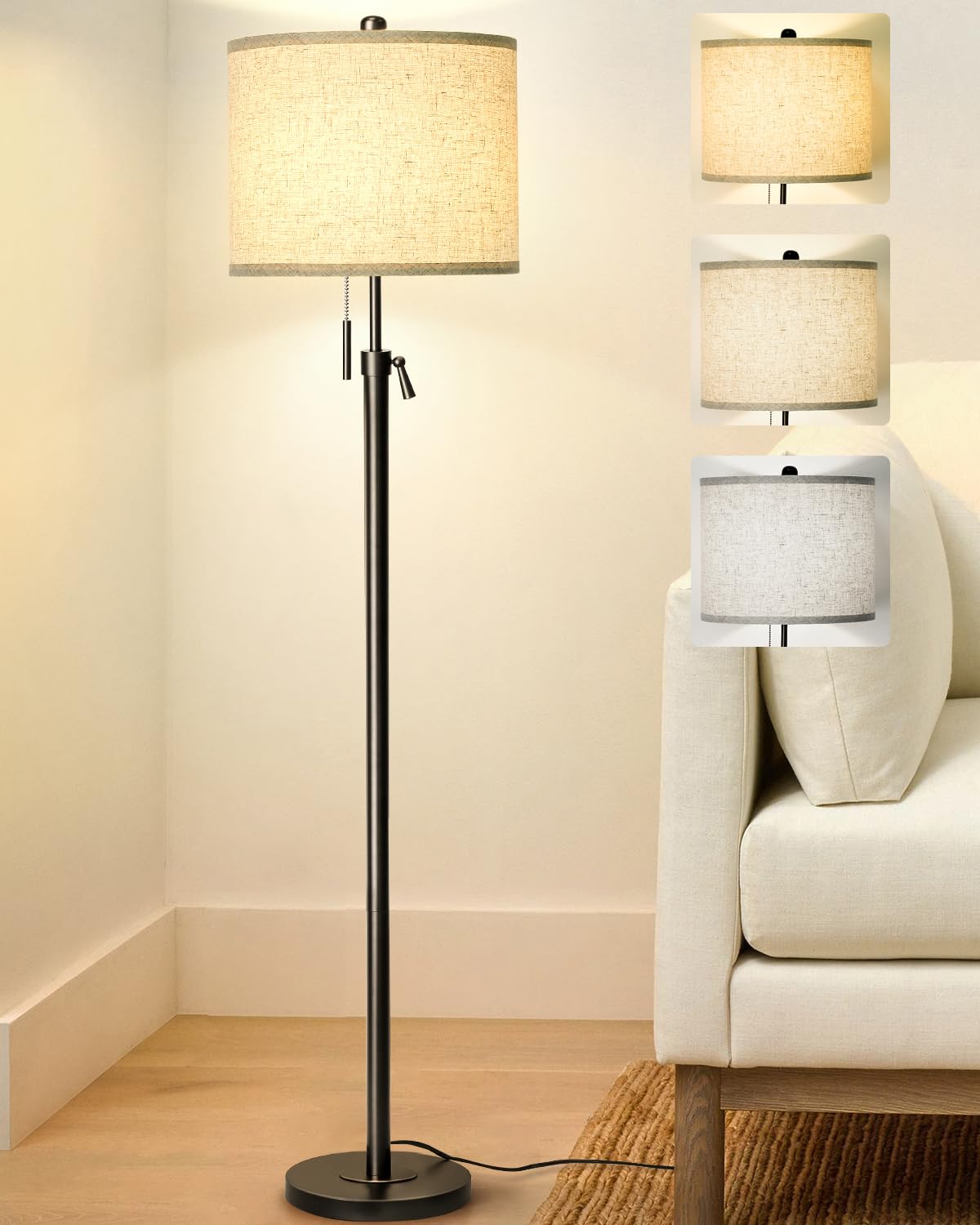 Qingmiao Floor Lamp, Modern Standing Lamps for Living Room - Black