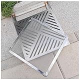 Stainless Steel Drain Grate and Frame, Outdoor Heavy Duty Drain Cover, Stormwater Gutter Cover Metal Sewer Grate, for Driveway Patios Garage Concrete Floor