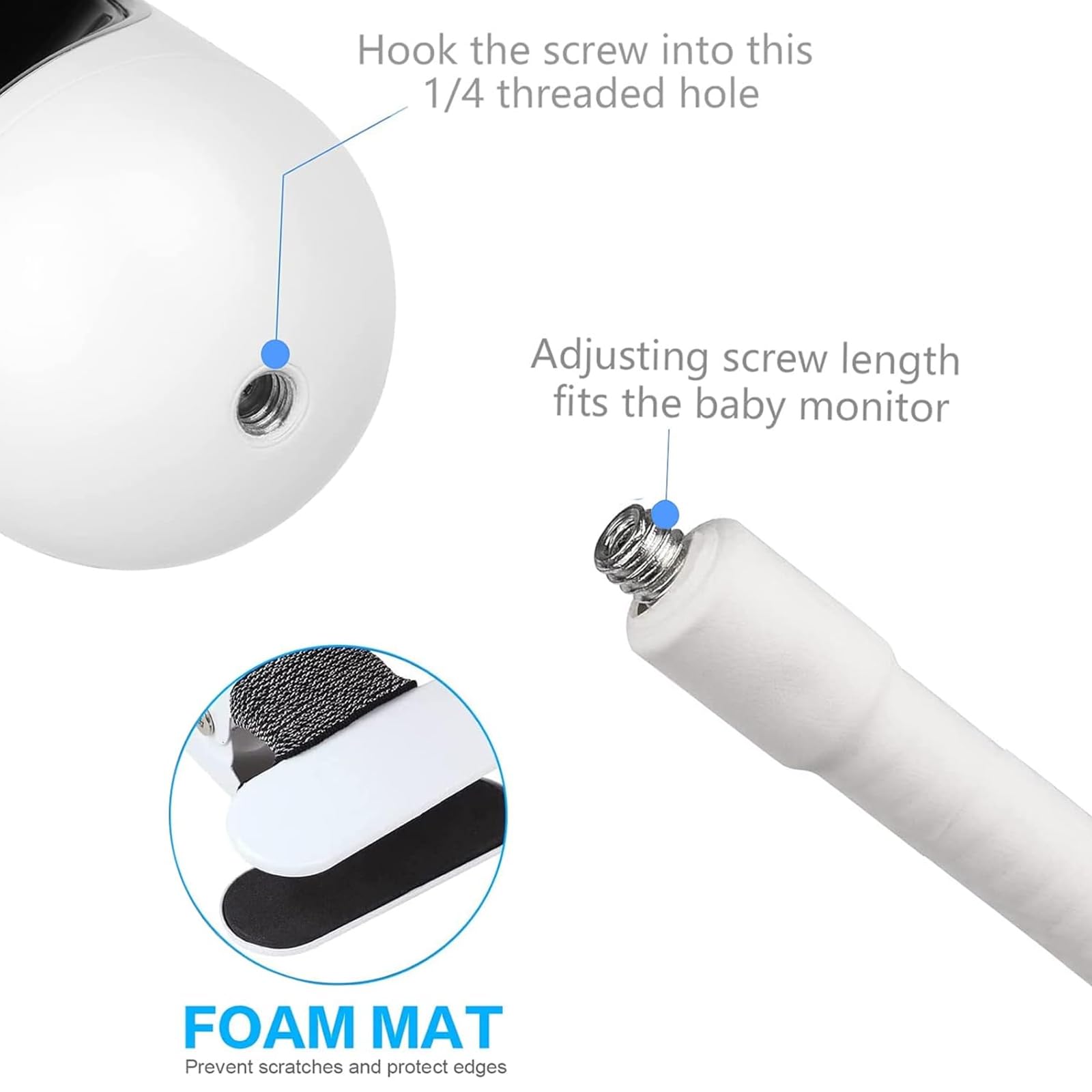 Supporto per fotocamera momcozy Babyphone BM01/BM03/BM04, universale, per GHB/BOIFUN/ieGeek/OBVHNUA/Owlet Babyfon, supporto flessibile per fotocamera con foro filettato standard ¼-20