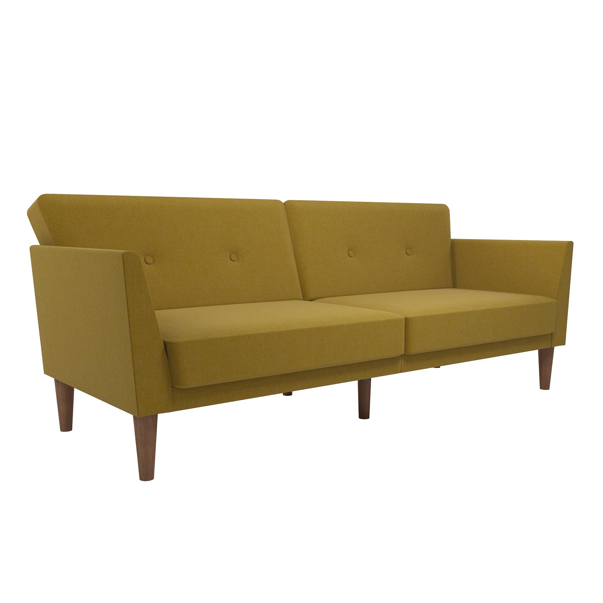 Novogratz Regal Sofabed Mustard Linen, 86x205x81cm (DxWxH)