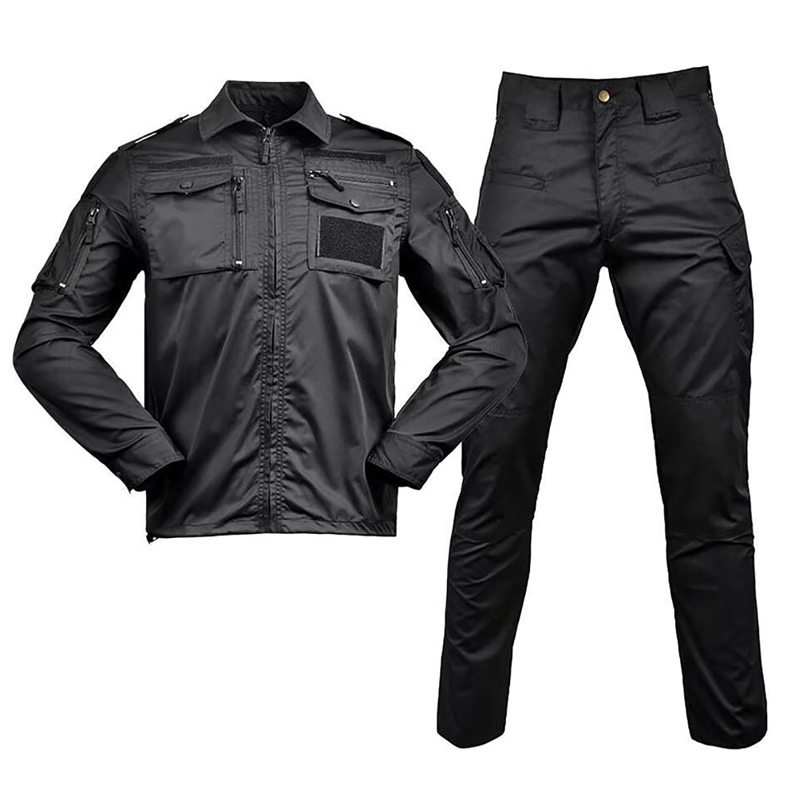 Kinroco Men's Black Tactical Uniform Outdoor Hunting Trekking Camping Military Combat Hiking Jackets And Trousers Set(Size:xl,Color:black)