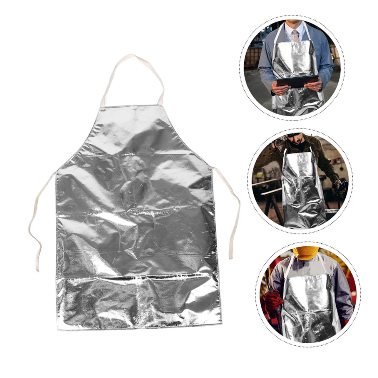 Feuerfeste Schürze mit Hitzeschutz und Alu Beschichtung für Schmelzen | Aramid Aluminiumplattierung, Verstellbare Träger, Leichtes Design, Silber, für Schwere Industrieeinsätze